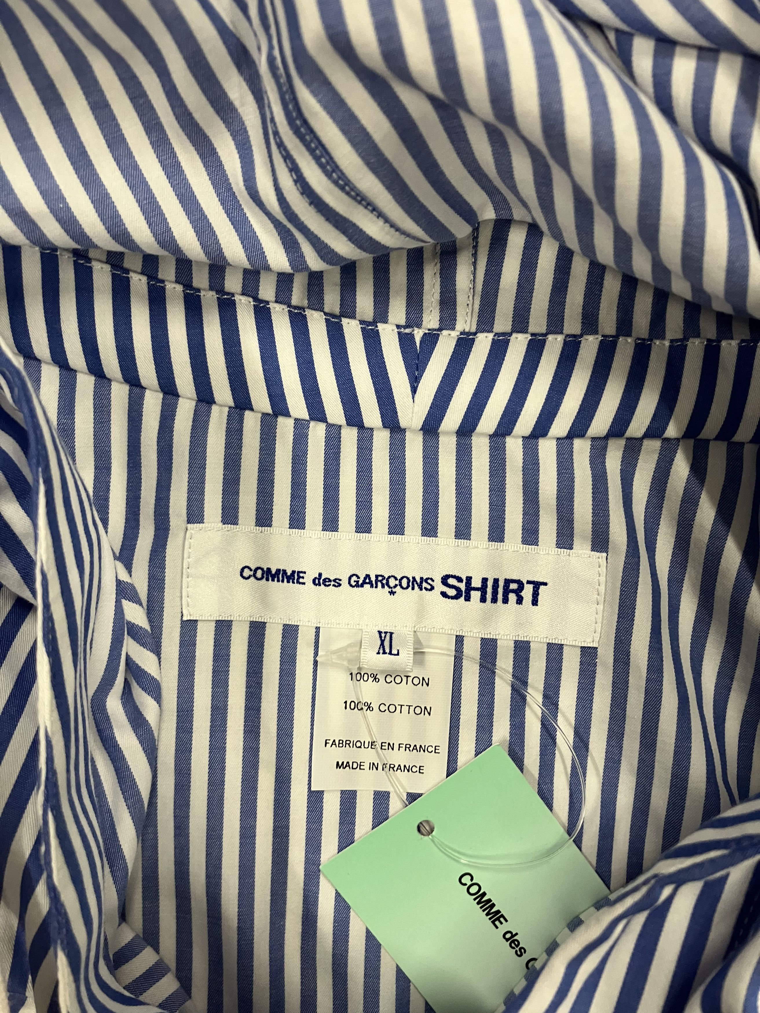 Comme des Garcons SHIRT FI-C002 CDG SHIRT Cotton Striped Anorak Parka Blue Size US XL / EU 56 / 4 - 3 Thumbnail