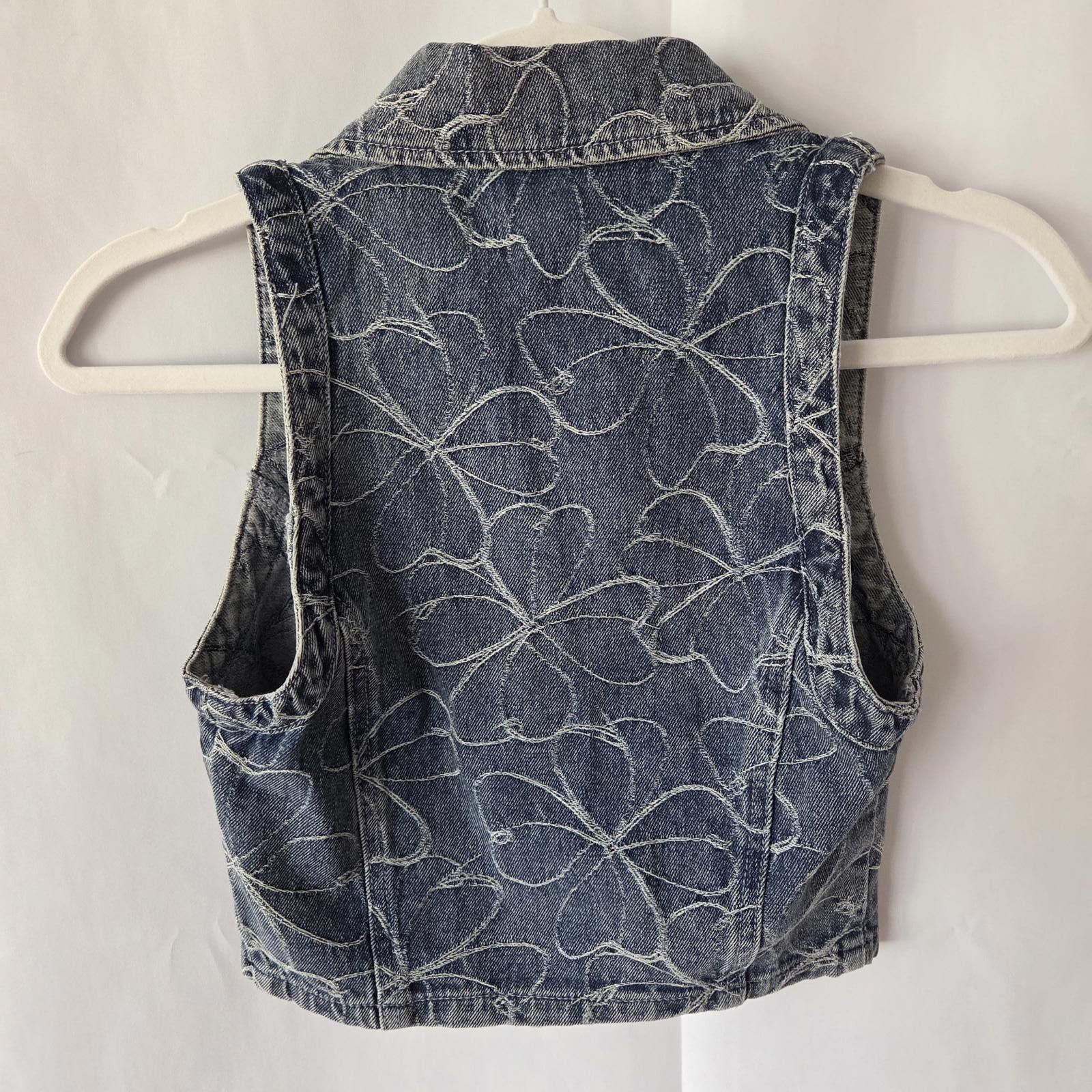 Designer Ramy Brook Deacon Floral-Embroidered Denim Crop Top - Small Size XXS / US 00 / IT 34 - 3 Thumbnail