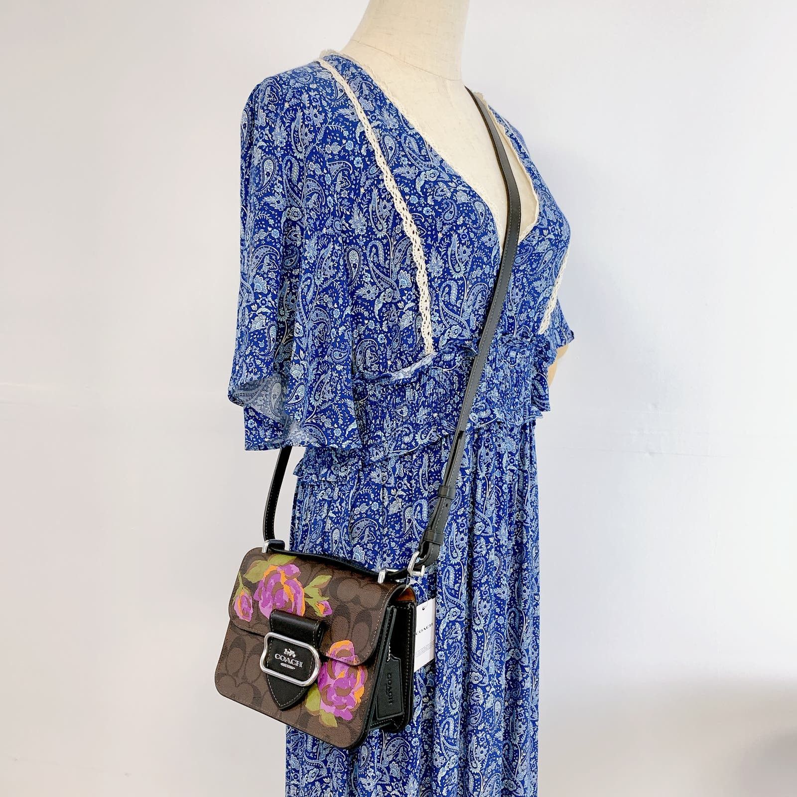 image of Coach Cl415 Morgan Square Crossbody In Brown Iris Multi, Women's