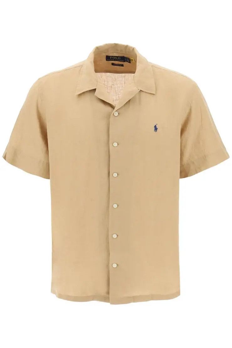 image of Polo Ralph Lauren O1S22I1N0324 Striped Linen Shirt In Beige, Men's (Size Small)