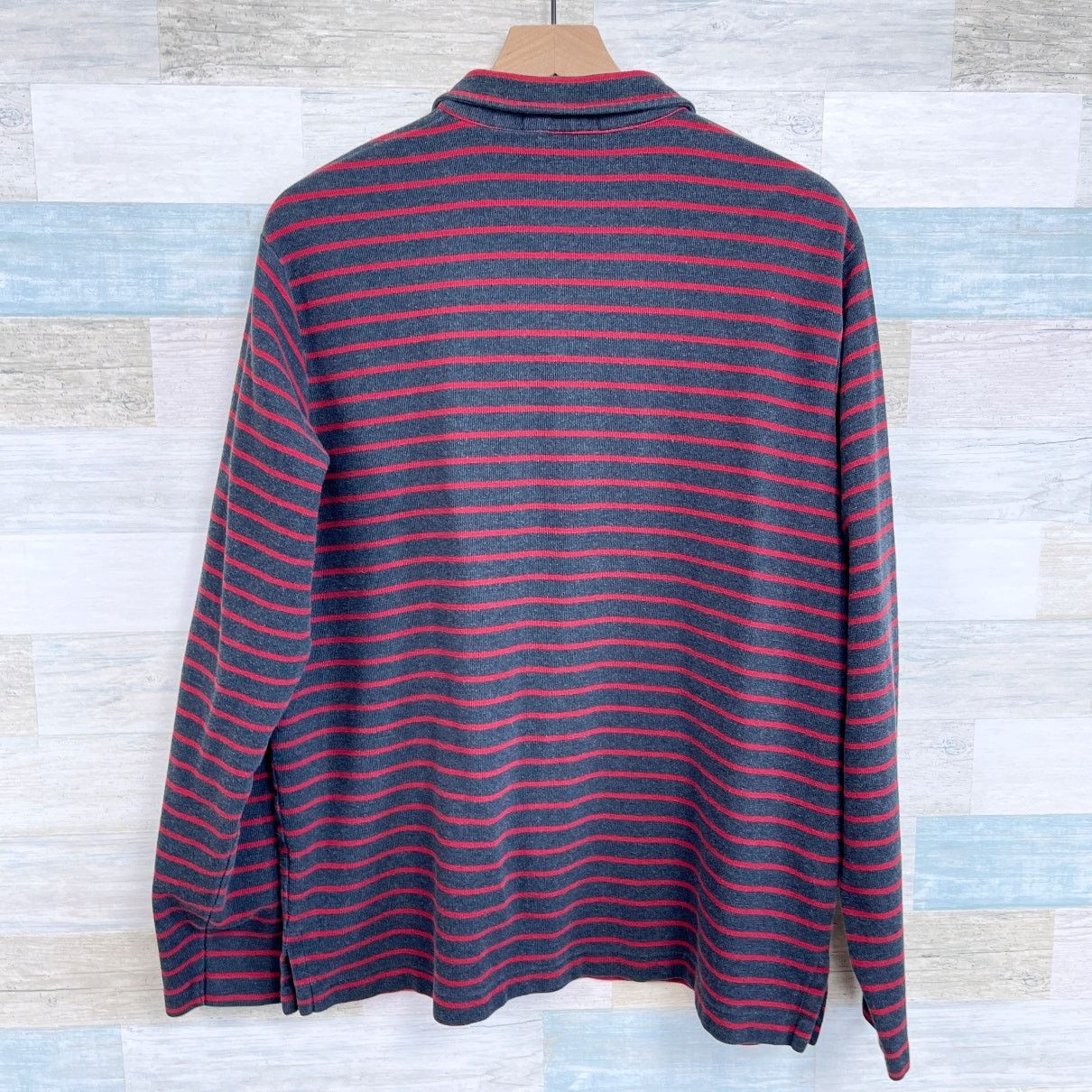 Polo Ralph Lauren POLO Ralph Lauren Long Sleeve Polo Gray Red Stripe XL Size US XL / EU 56 / 4 - 3 Thumbnail