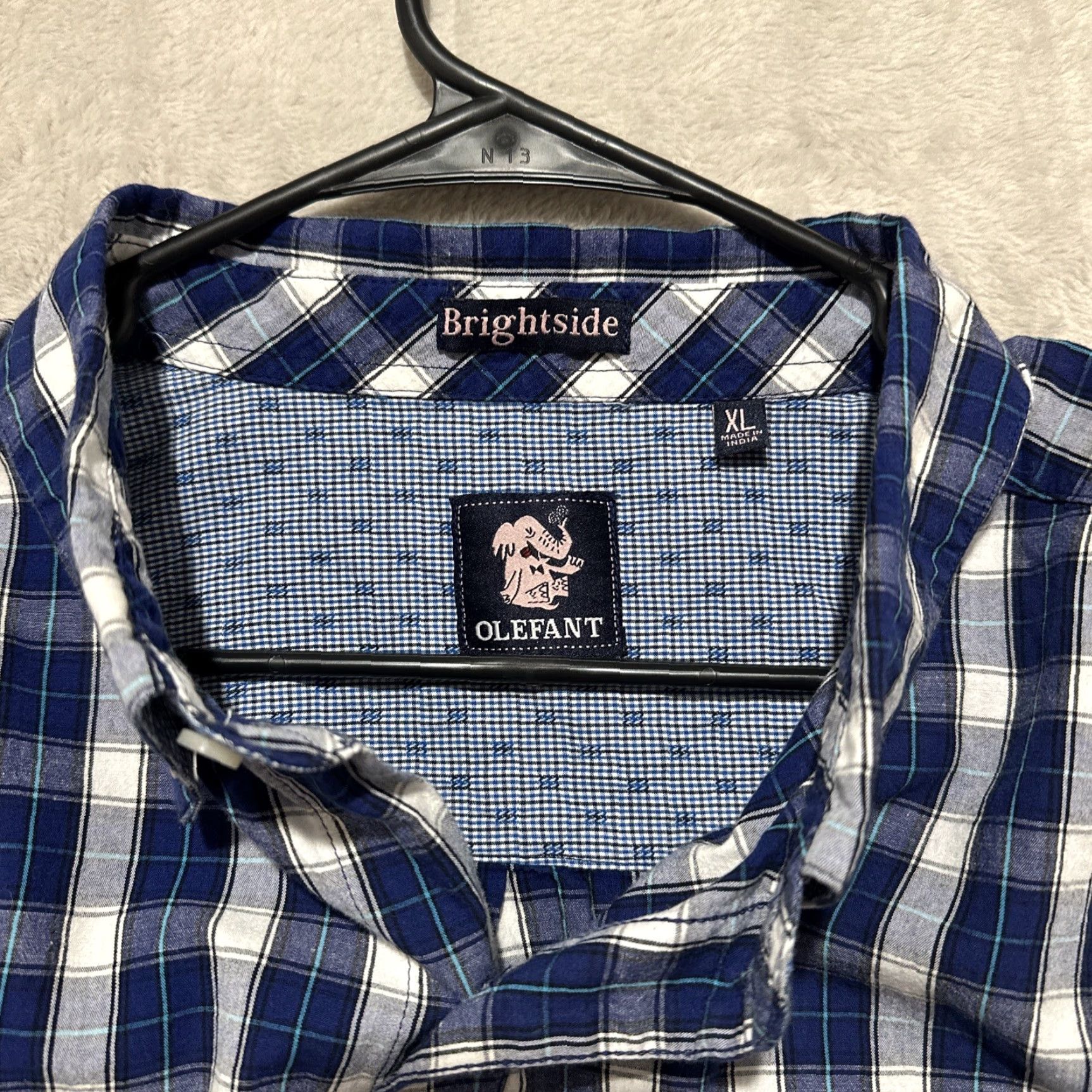 Vintage VINTAGE Olefant Men’s Shirt XL Blue White Plaid Cotton Long Sleeve Button-Up Fall Spring Winter Mens Size US XL / EU 56 / 4 - 2 Thumbnail