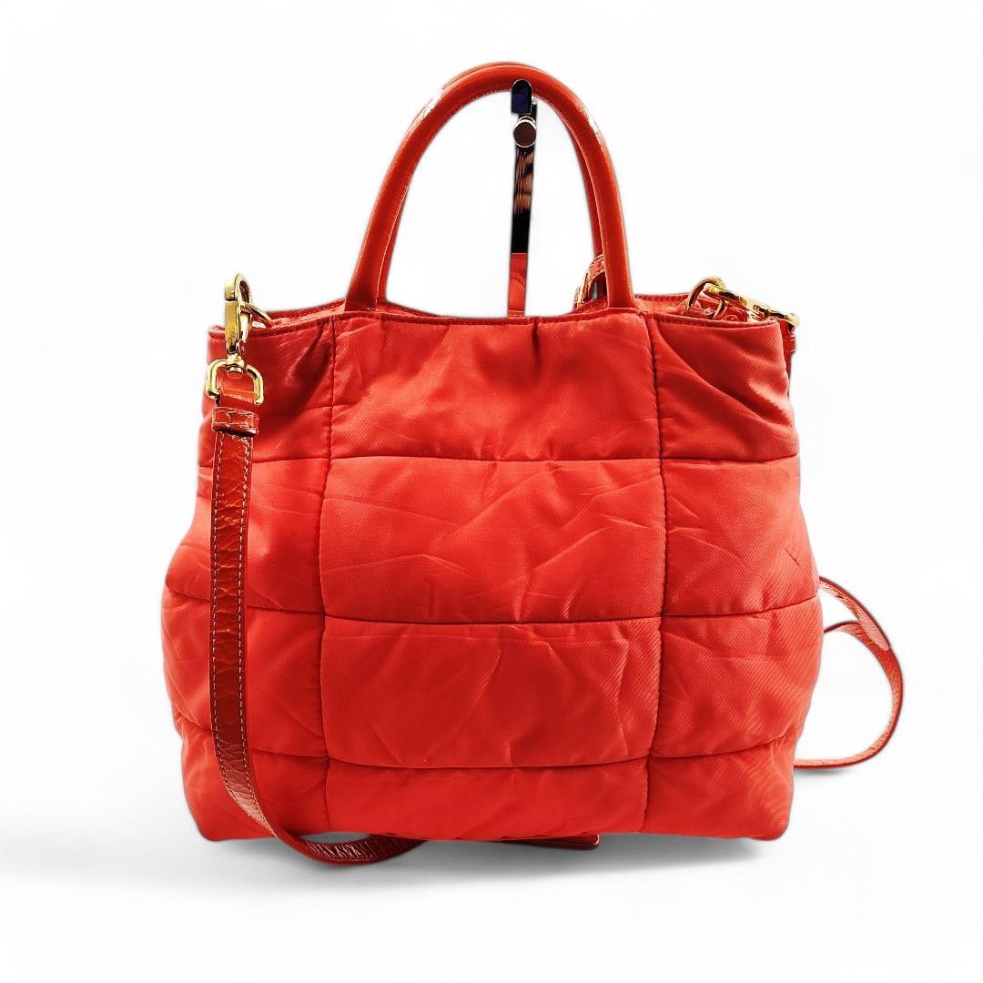 Prada Prada - Bomber Tessuto 2way Handbag Orange Pink Nylon Size ONE SIZE - 2 Thumbnail