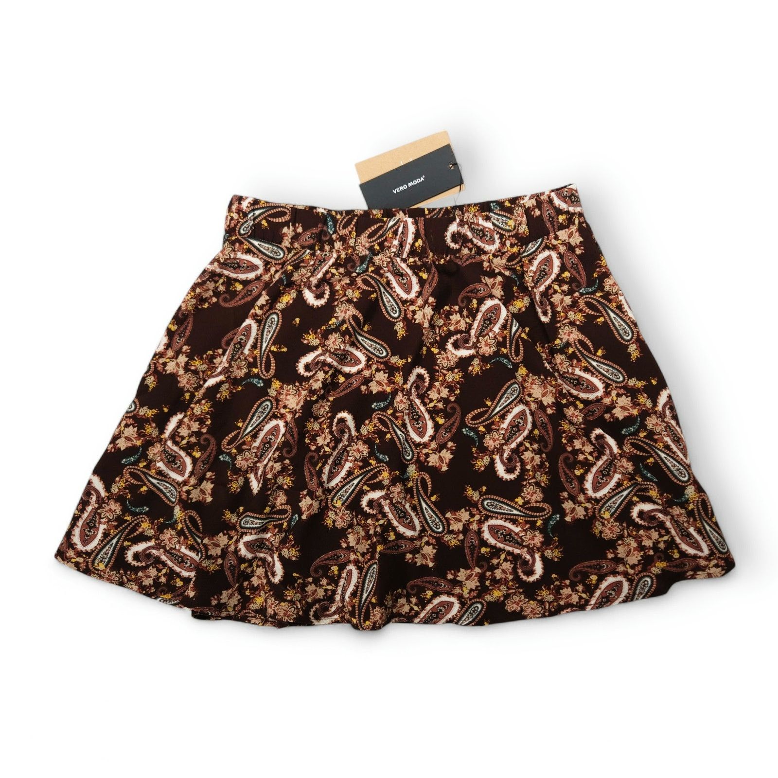 Other NWT Vero Moda VMSaga Skater Skirt M Brown Cream Paisley Boho Size 30" / US 8 / IT 44 - 1 Thumbnail