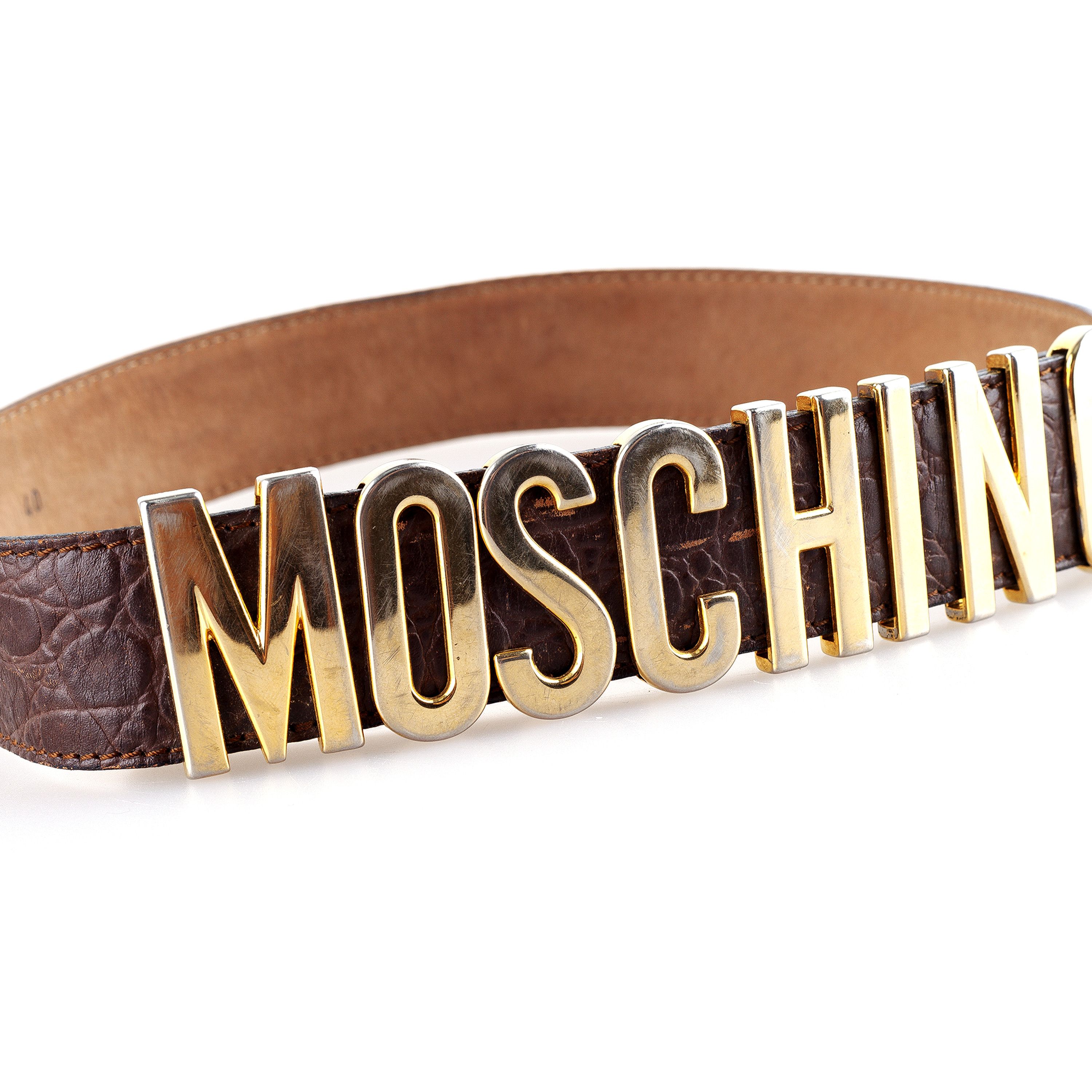 Moschino Moschino Brown Golden Leather Belt (80 cm) Size ONE SIZE - 2 Thumbnail