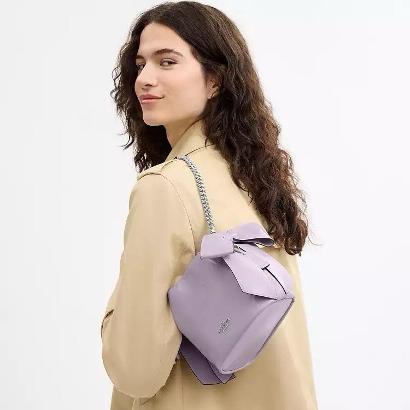 Coach NWT Coach Faye Mini Drawstring Bag Bows CEL03 Amethyst Size ONE SIZE - 9 Thumbnail