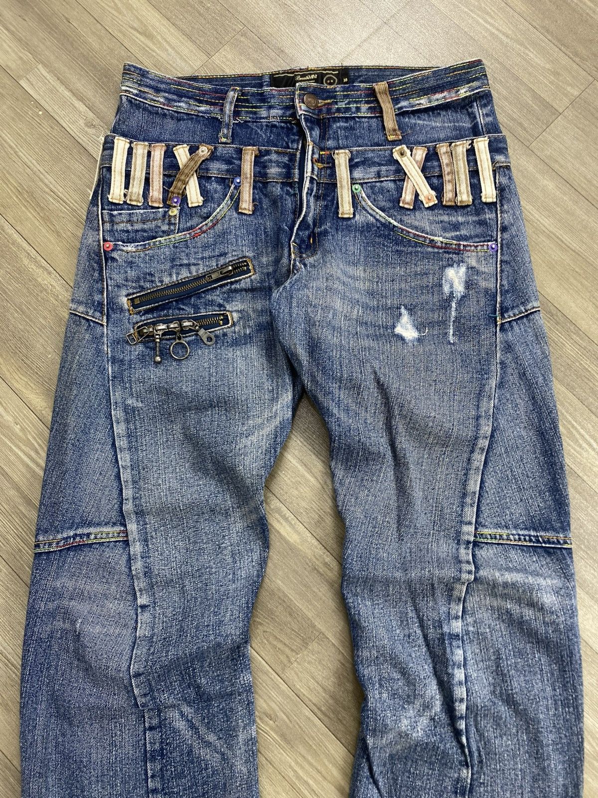 If Six Was Nine 2000s Breathmint Double Waist Multi Zipper Faded Lgb Jeans Size US 30 / EU 46 - 2 Thumbnail