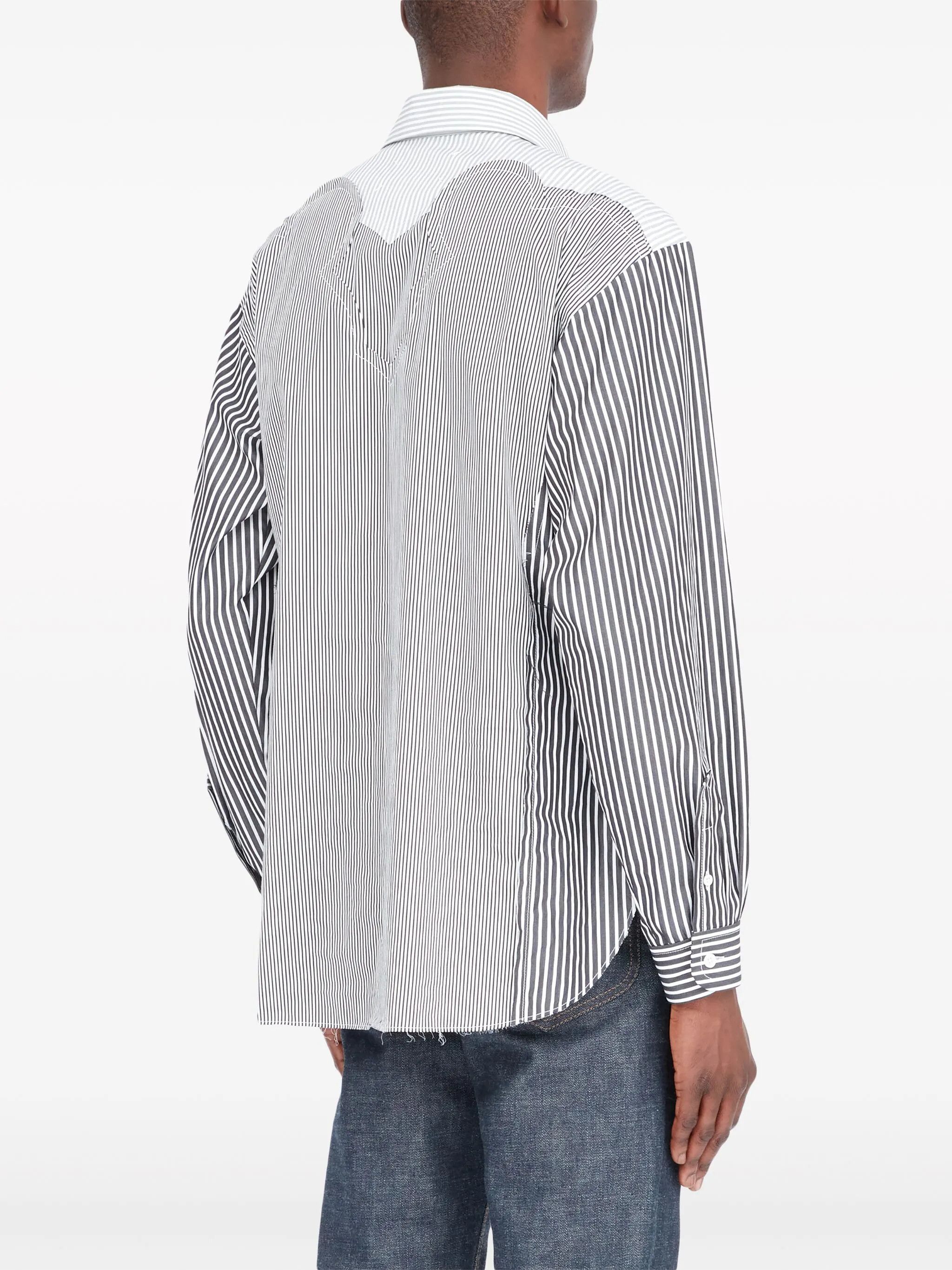 Maison Margiela oc11z0925 Yoke Striped Shirt in White/Black Size US S / EU 44-46 / 1 - 4 Thumbnail