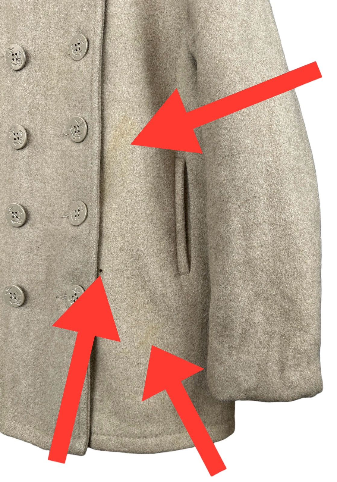 Schott Pea coat wool jacket us740 n pea jacket Size 36R - 3 Thumbnail