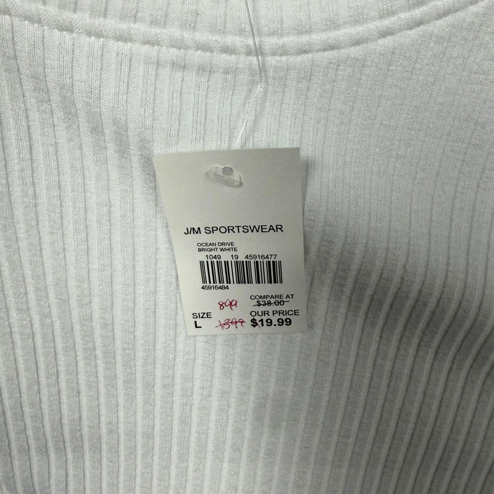Vintage Cato Blouse L White Crew Neck Flutter Sleeve Ruffle Solid Ribbed Jersey Knit Lightweight Casual Summer Women’s Vintage NWT Size L / US 10 / IT 46 - 4 Thumbnail