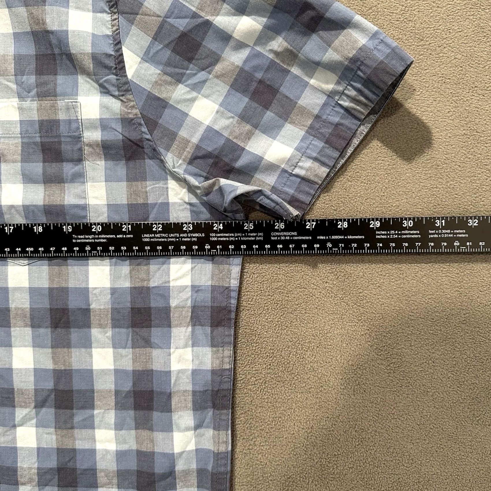 Lee Lee Shirt Mens XL Blue Check Short Sleeve Button Down Stretch Regular Fit EUC Size US XL / EU 56 / 4 - 7 Thumbnail