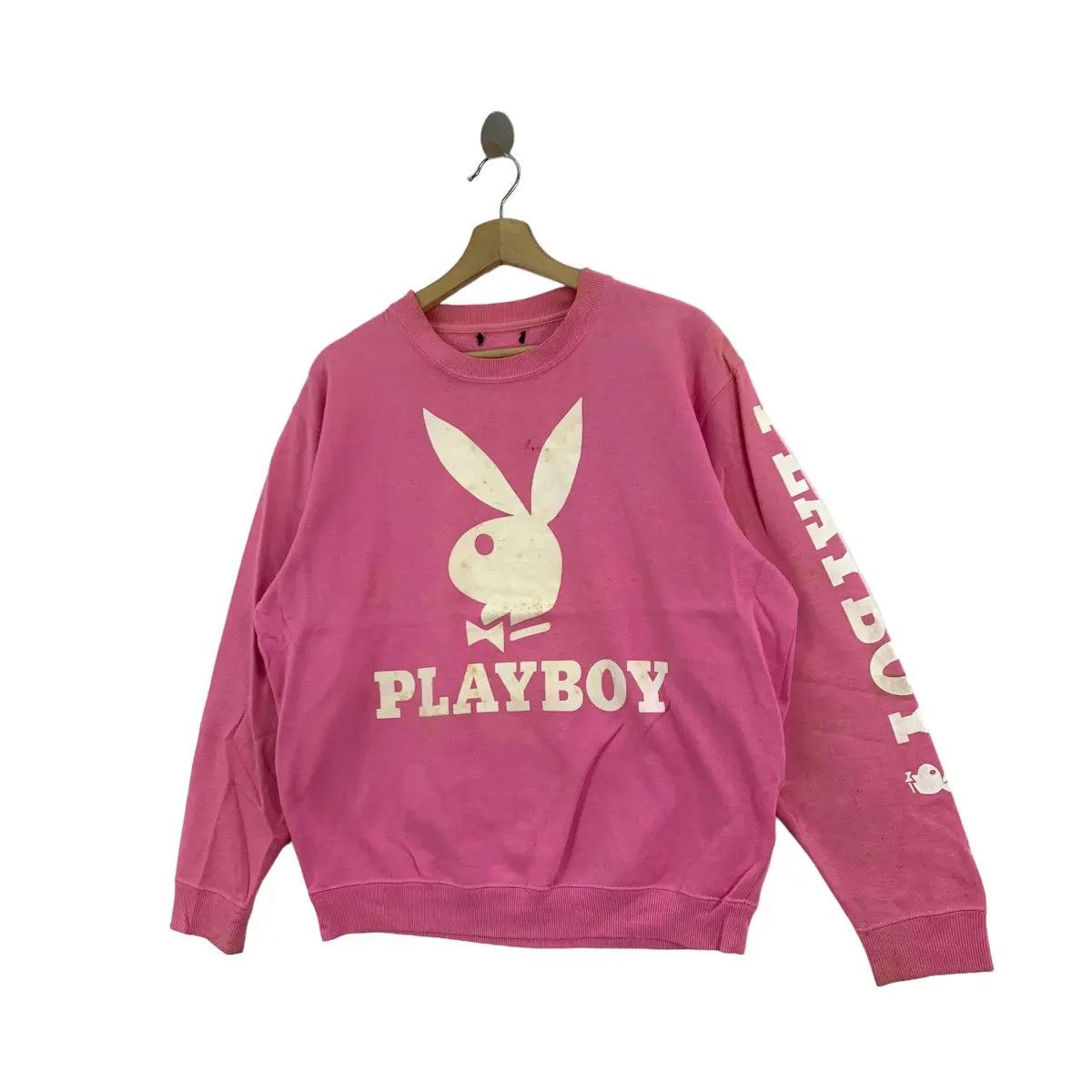 Playboy Vtg PLAYBOY 2006 Rabbit Head Bunny Pink Sweatshirt Pullover Size XL / US 12-14 / IT 48-50 - 4 Thumbnail