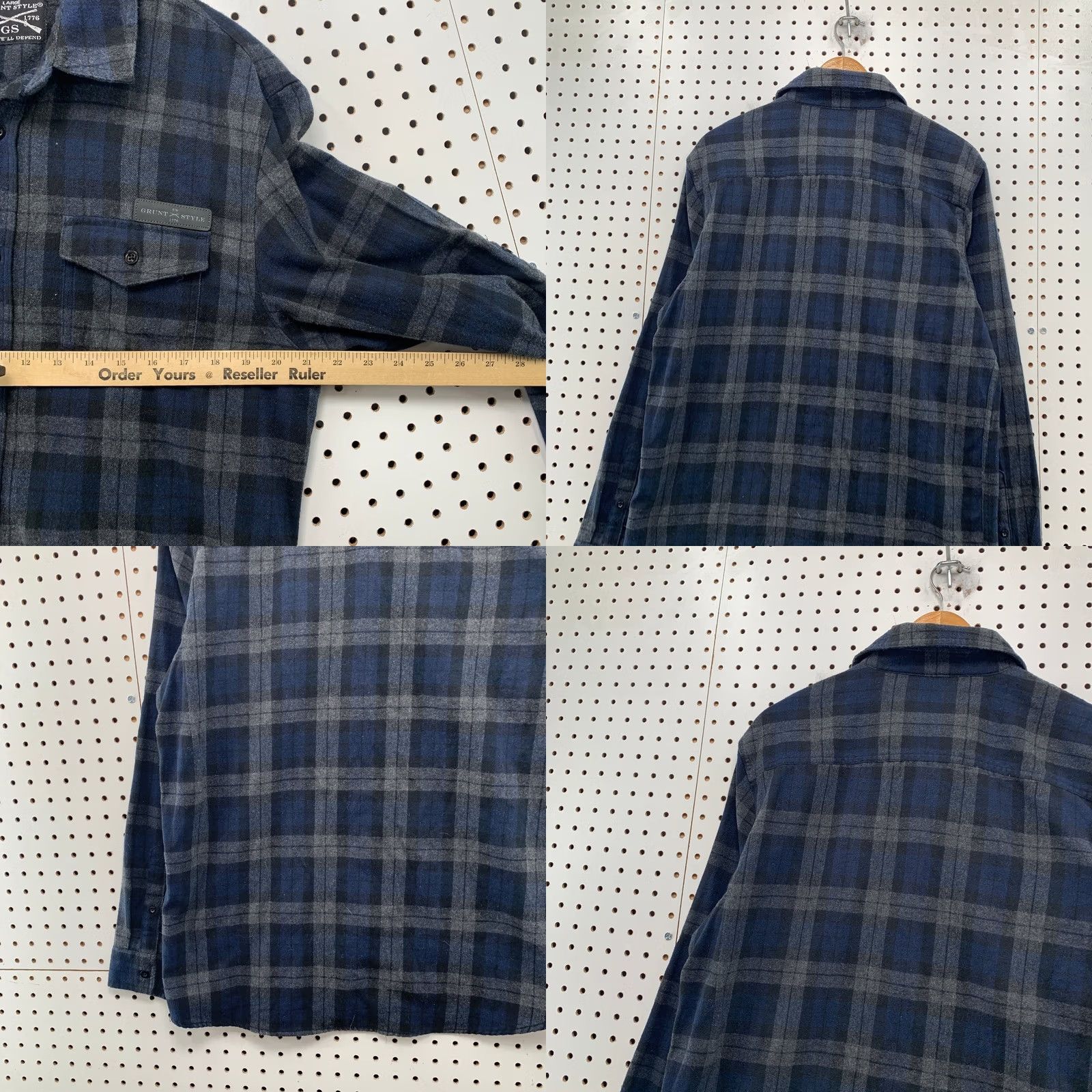 Vintage Grunt Style Flannel Button Shirt Mens Large Blue Plaid Long Sleeve Outdoor Size US L / EU 52-54 / 3 - 9 Thumbnail