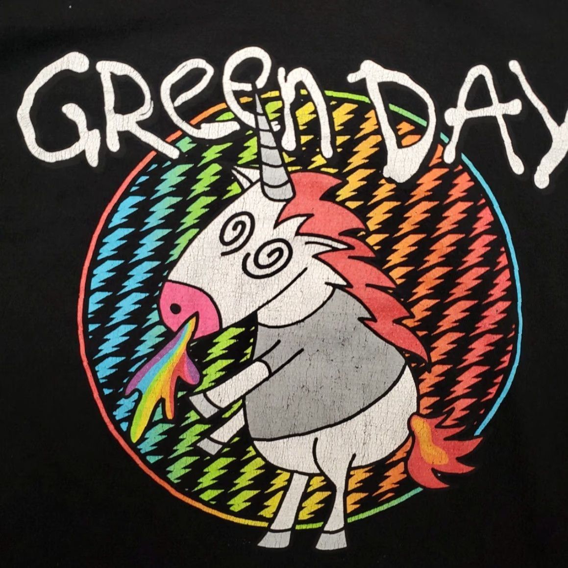 Rainbow VINTAGE Green Day Shirt Large Black Unicorn Rainbow Band Concert Retro TEE Mens L Black Rainbow Band Concert Retro TEE Size US L / EU 52-54 / 3 - 2 Thumbnail