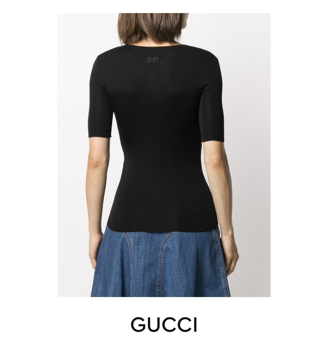 Gucci Gucci Cashmere/Silk Black U Neck Top Size S / US 4 / IT 40 - 3 Thumbnail