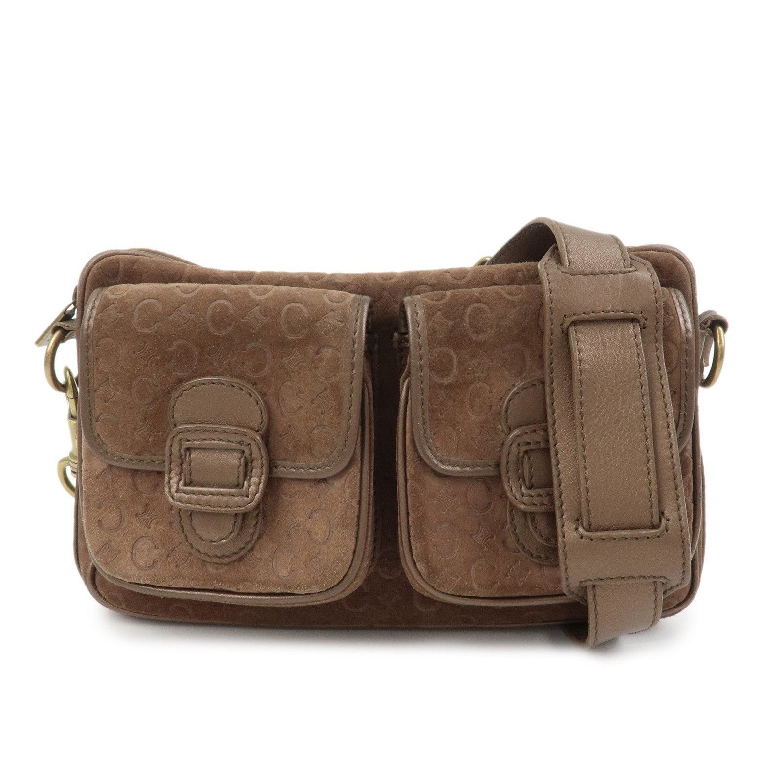 Celine Celine Macadam Suede Leather Crossbody Bag Brown Size ONE SIZE - 1 Thumbnail