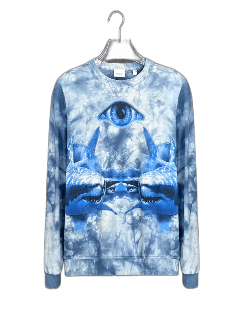 Burberry Burberry Blue Shark Print Crewneck Sweatshirt Size US L / EU 52-54 / 3 - 1 Thumbnail