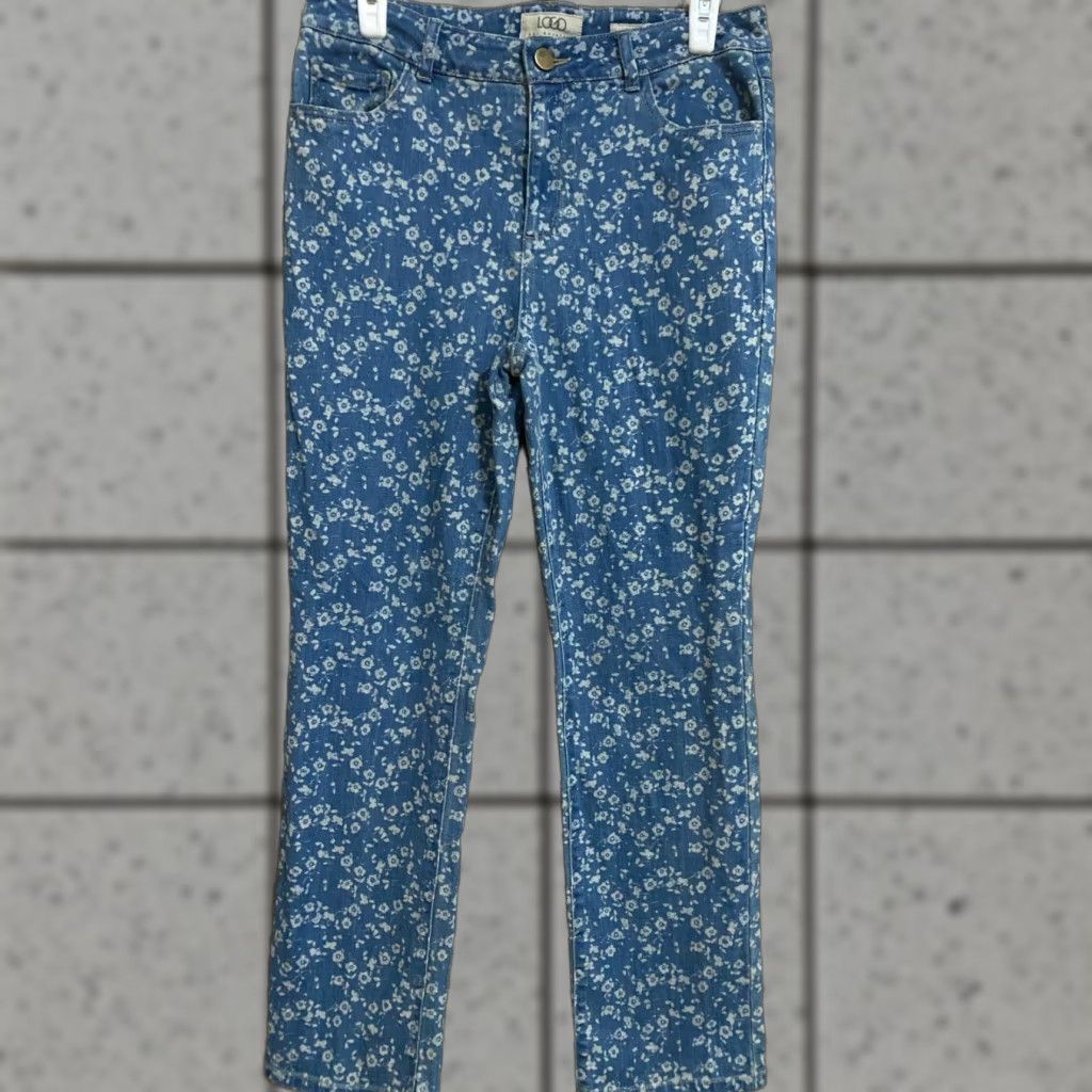 Vintage LOGO by Lori Goldstein Floral pants Straight size 8 Size 30" / US 8 / IT 44 - 1 Thumbnail