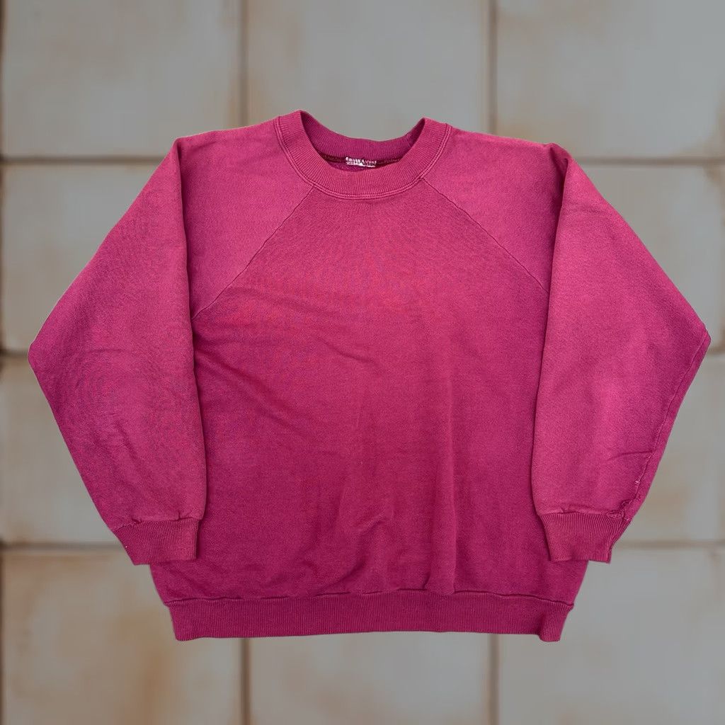 Pinko VINTAGE Sweatshirt Raglan Crewneck Distressed Pink 80s 90s USA L Mens Cotton Blend 50/50 Size US L / EU 52-54 / 3 - 1 Thumbnail