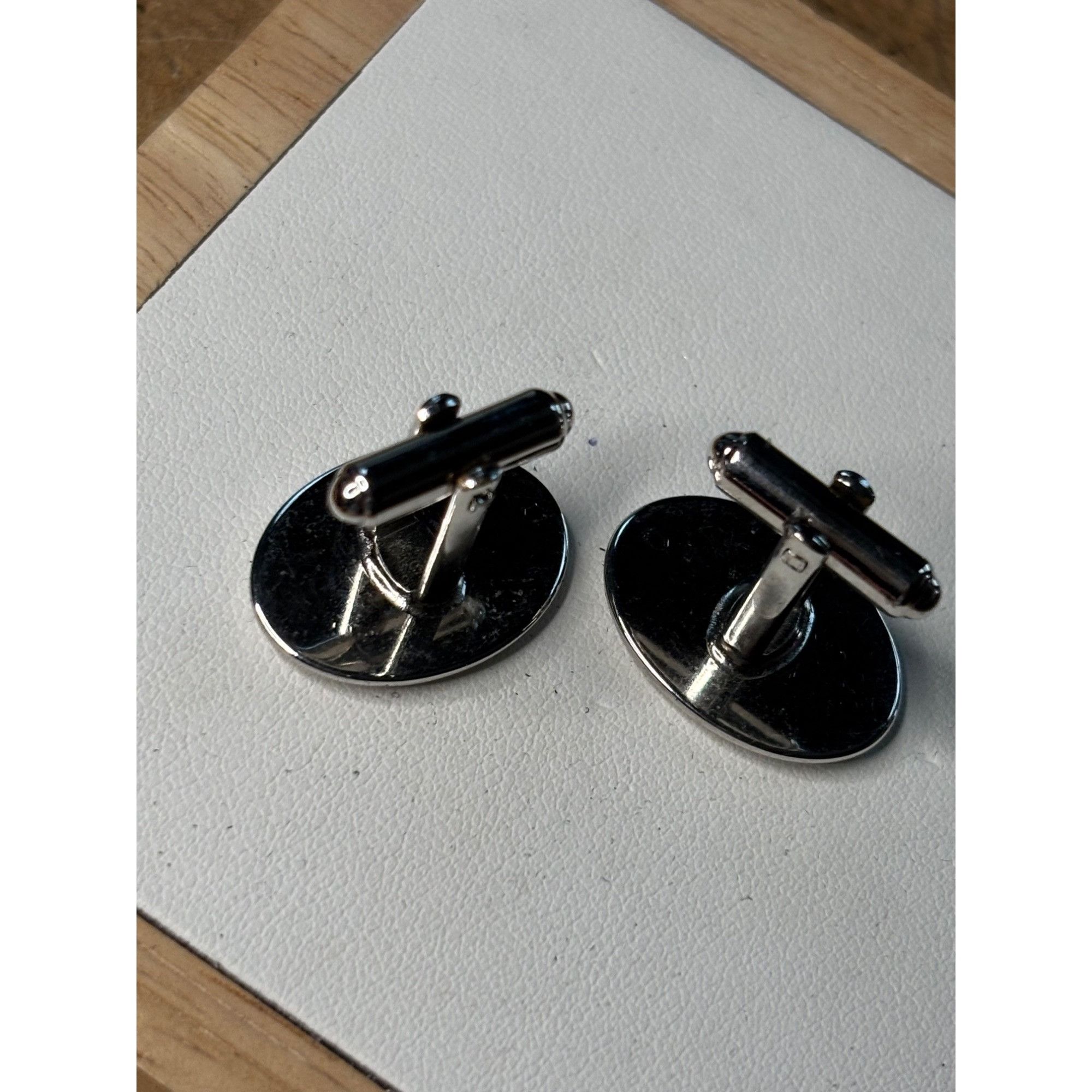 Other Silver Oval Cufflinks With Polished & Brushed Finish Size ONE SIZE - 6 Thumbnail