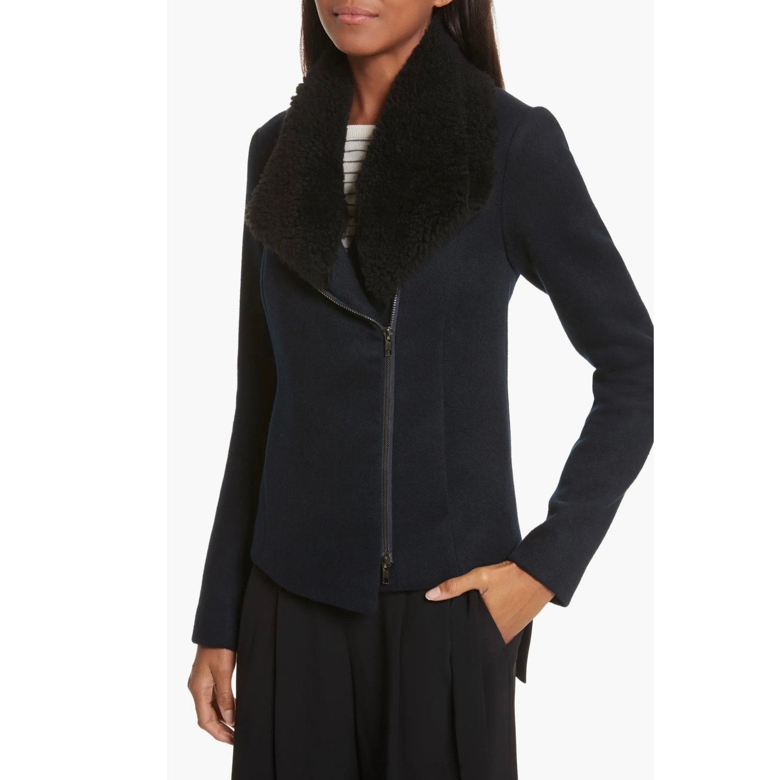 Vince NWOT Vince Shearling Collar Double-faced Jacket XS $750 Size XS / US 0-2 / IT 36-38 - 2 Thumbnail