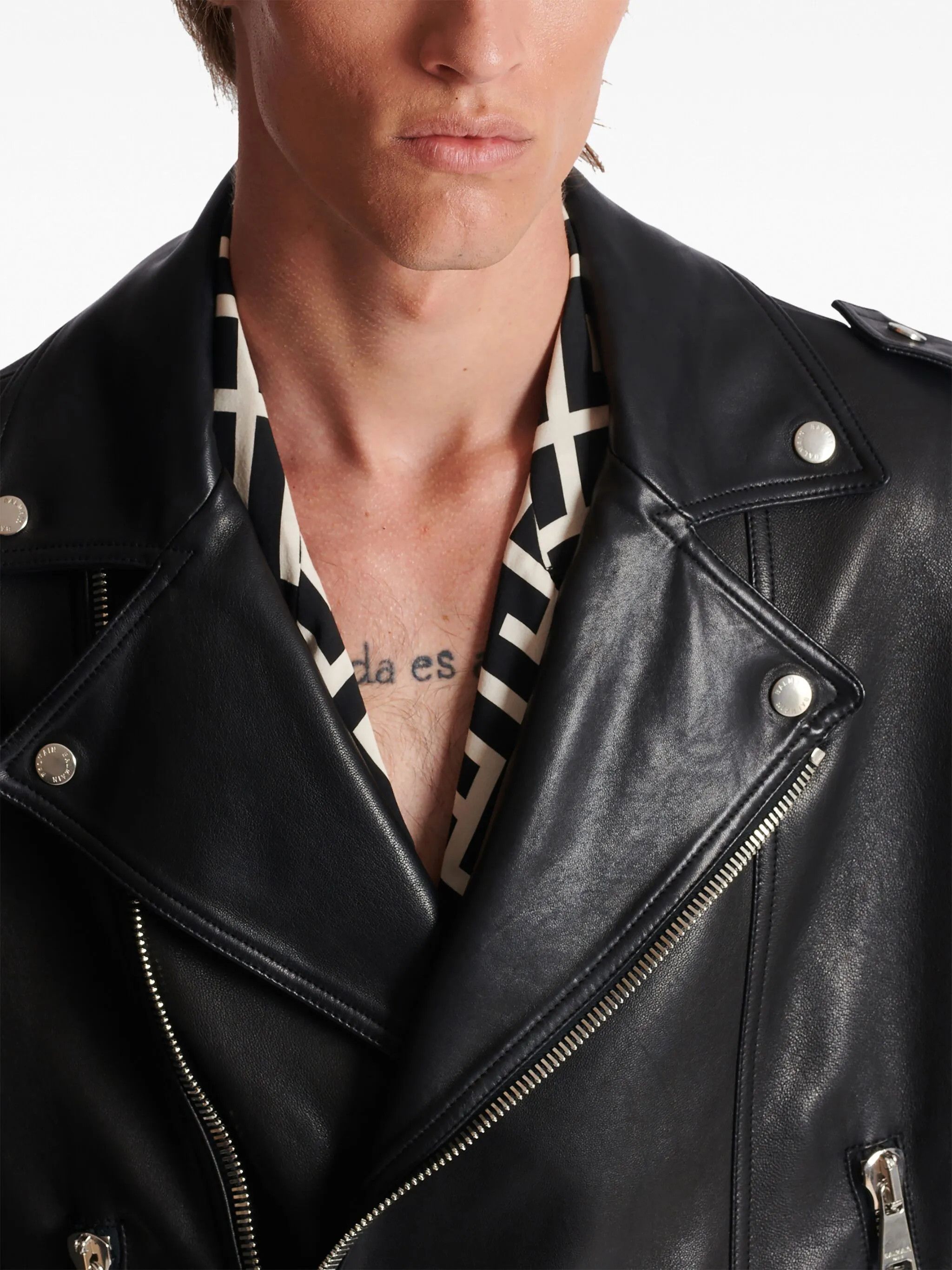 Balmain o1srvl11e1025 Leather Biker Jacket in Black Size US M / EU 48-50 / 2 - 7 Thumbnail