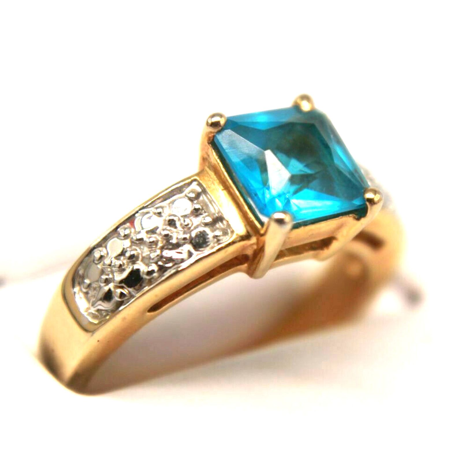 Other Bright Blue Square Princess Cut Stone Ring • Size 7-1/4 Size ONE SIZE - 1 Thumbnail