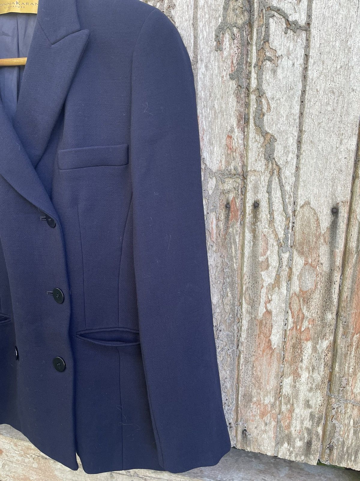 Designer Donna Karan Signature Navy Double-Breasted Blazer Size XS / US 0-2 / IT 36-38 - 8 Thumbnail
