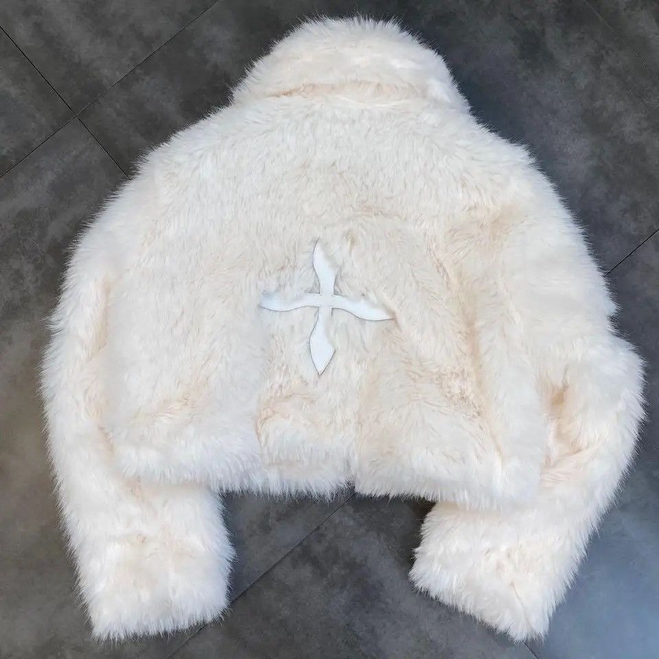 Other Fluffy Winter Faux Fur Coat Jacket Gothic style with cross Size ONE SIZE - 2 Thumbnail