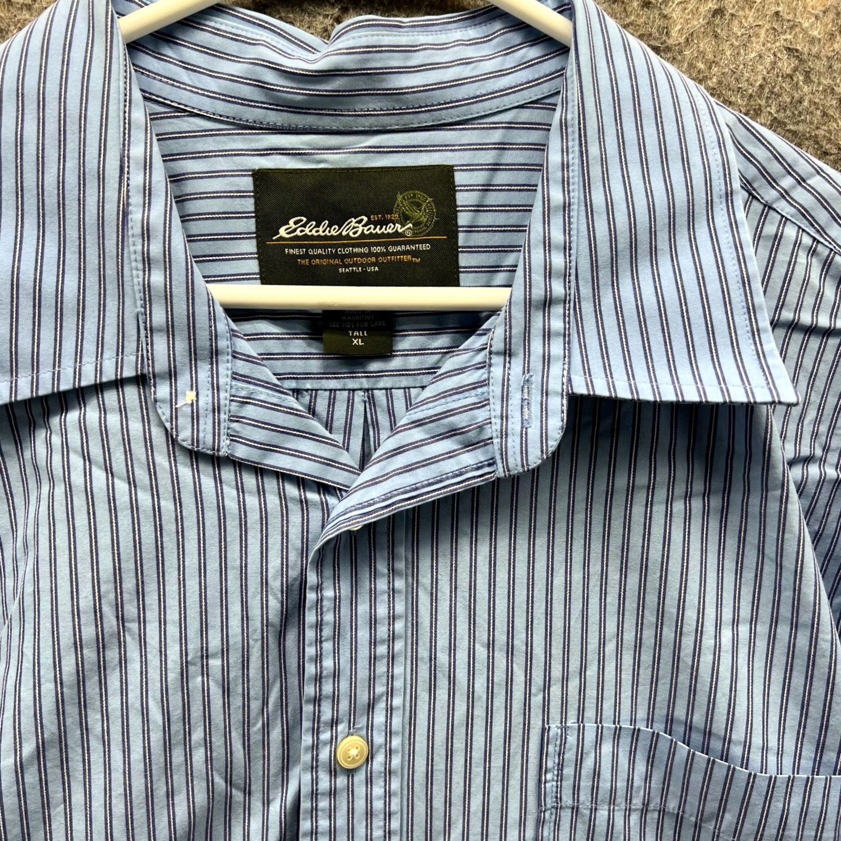 Eddie Bauer VINTAGE Eddie Bauer Shirt Men XLT Blue Striped Button-Down Collared Long Sleeve Casual/Business/Workwear Size US XL / EU 56 / 4 - 6 Thumbnail