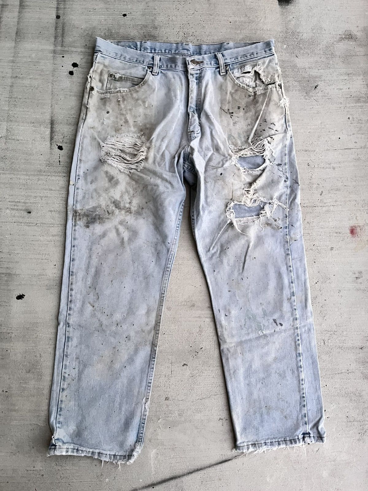Wrangler Extremely distressed vintage wrangler jeans, thrashed Size US 36 / EU 52 - 1 Thumbnail