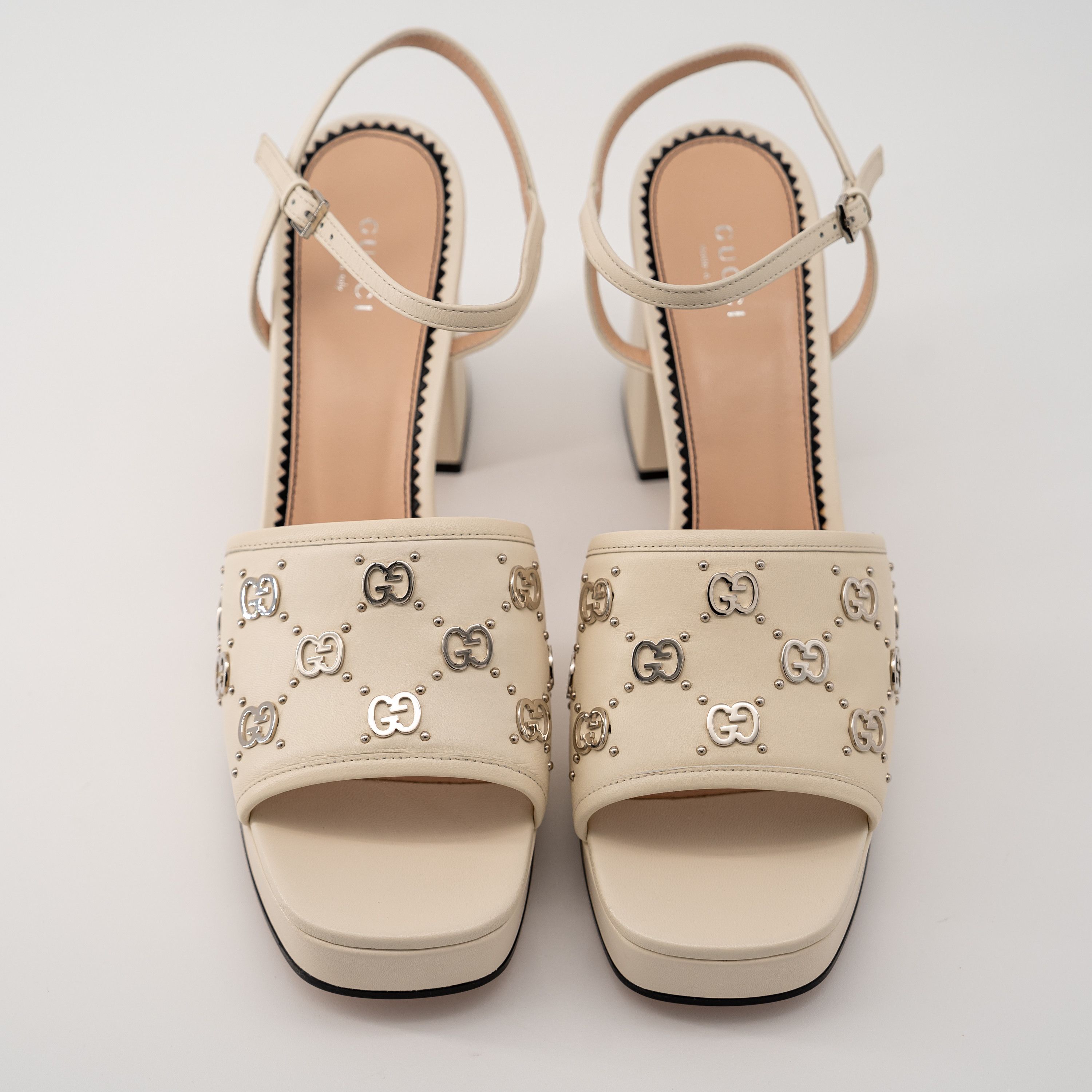 Gucci US 11.5 Gucci GG Studs Strap Sandals White Cream Leather Size US 11.5 / IT 41.5 - 3 Thumbnail