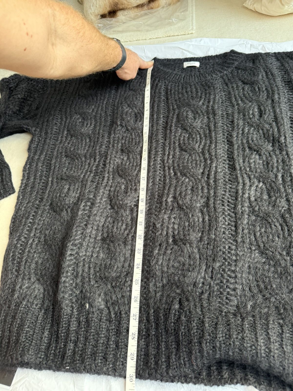 Celine $1.4k Celine black boxy Aran sweater mohair Fishermans Cable Size US XL / EU 56 / 4 - 6 Thumbnail