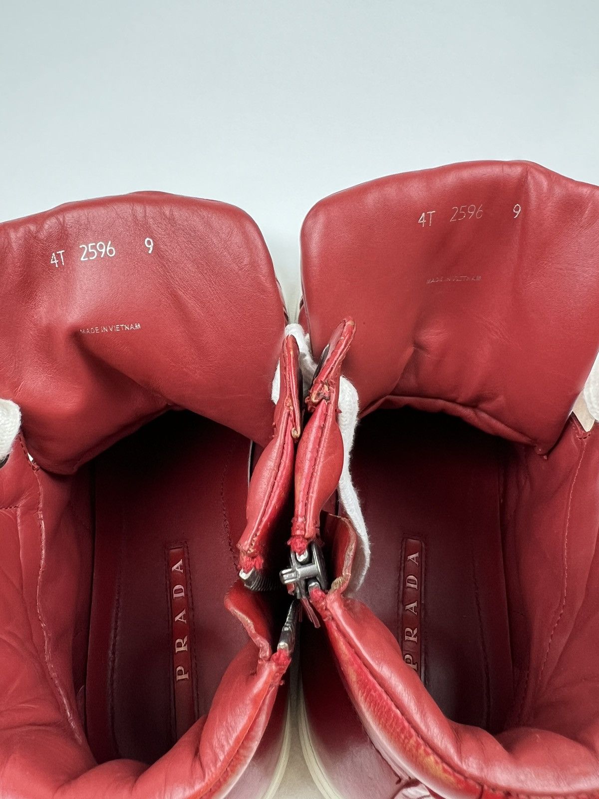 Prada PRADA Sneakers Hi Top Leather Shoes Side Zip Red Tab Logo Size US 10 / EU 43 - 22 Thumbnail