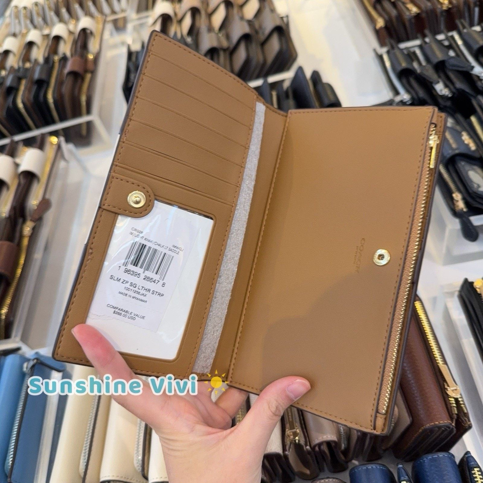 Coach NWT Coach Slim Zip Wallet Signature Canvas Stripe CR928 Size ONE SIZE - 5 Thumbnail