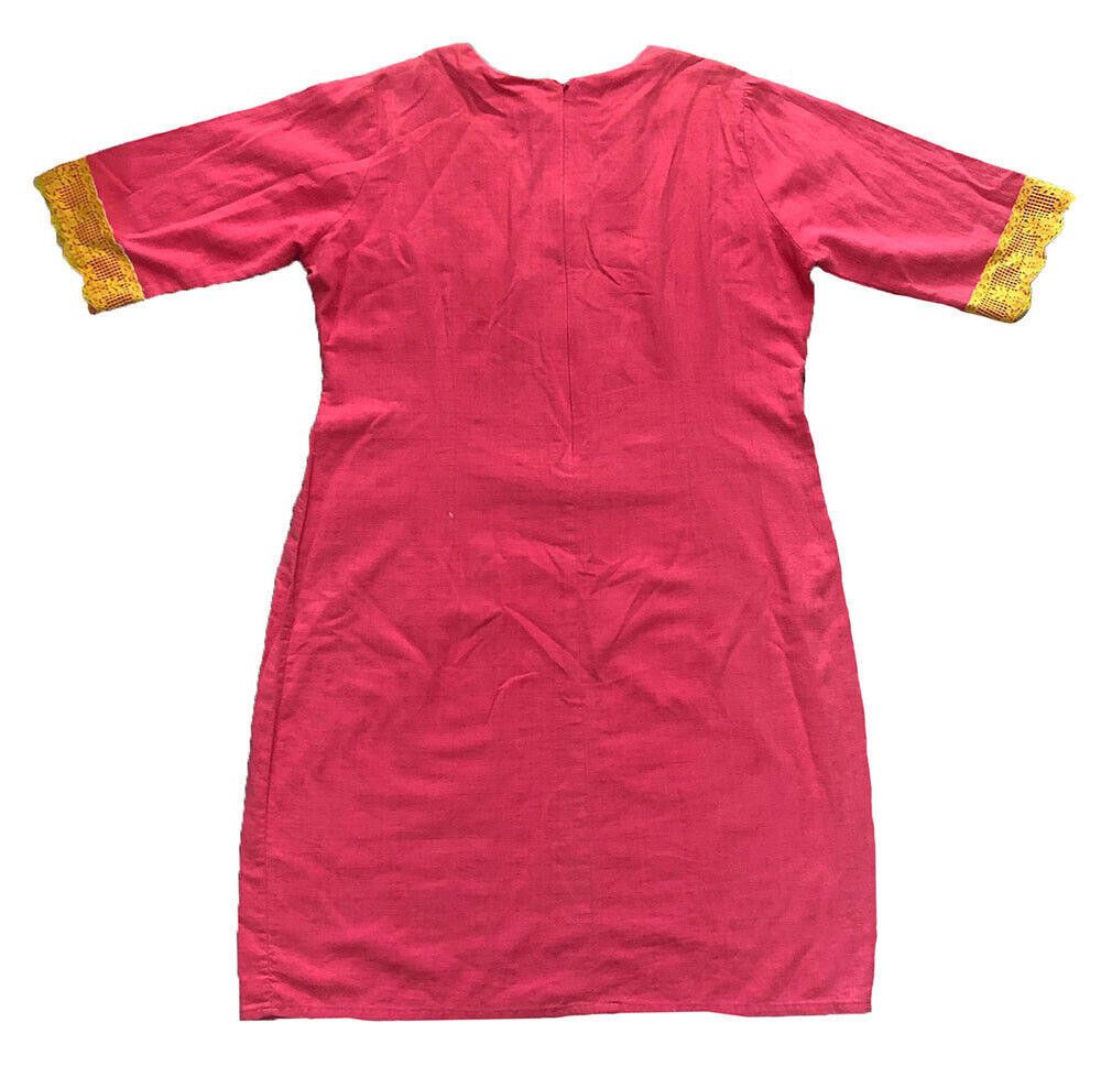 Designer Used Pink Hand Made Embroidered Dress XL Size XL / US 12-14 / IT 48-50 - 2 Thumbnail
