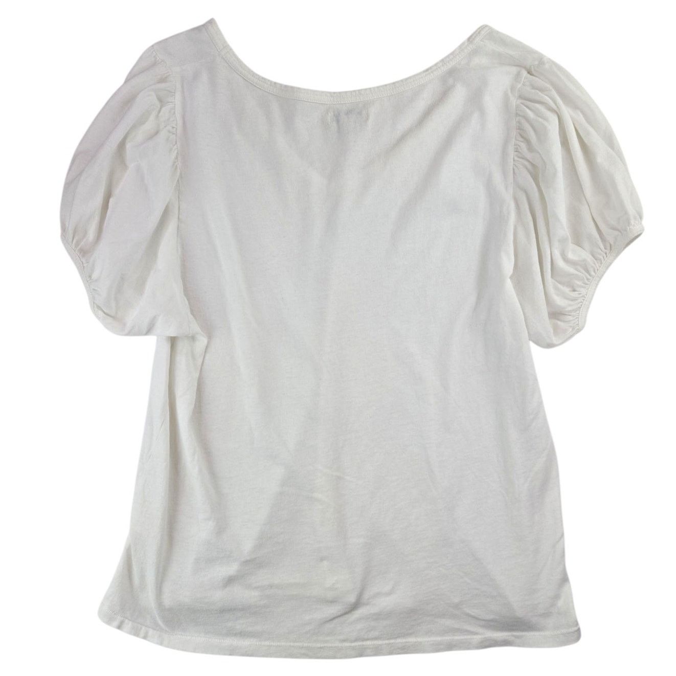 Other Sundance | White, Puff Sleeve Henley T-Shirt w/ V-Neck| Med Size M / US 6-8 / IT 42-44 - 4 Thumbnail