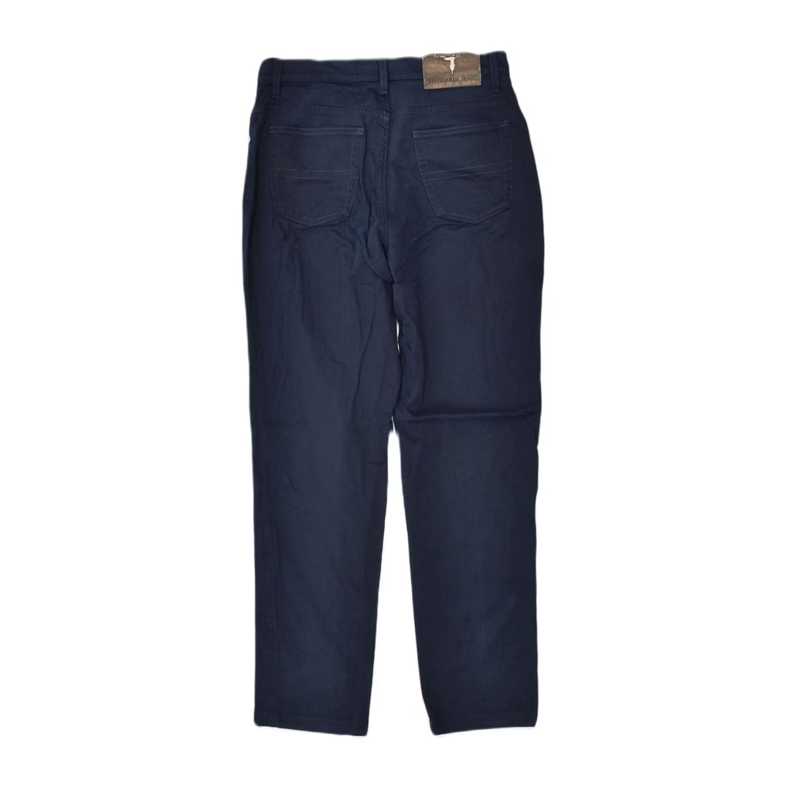 Trussardi TRUSSARDI JEANS Womens Tapered Casual Trousers Navy Blue Cotton W27 L26 Size 27" / US 4 / IT 40 - 2 Thumbnail