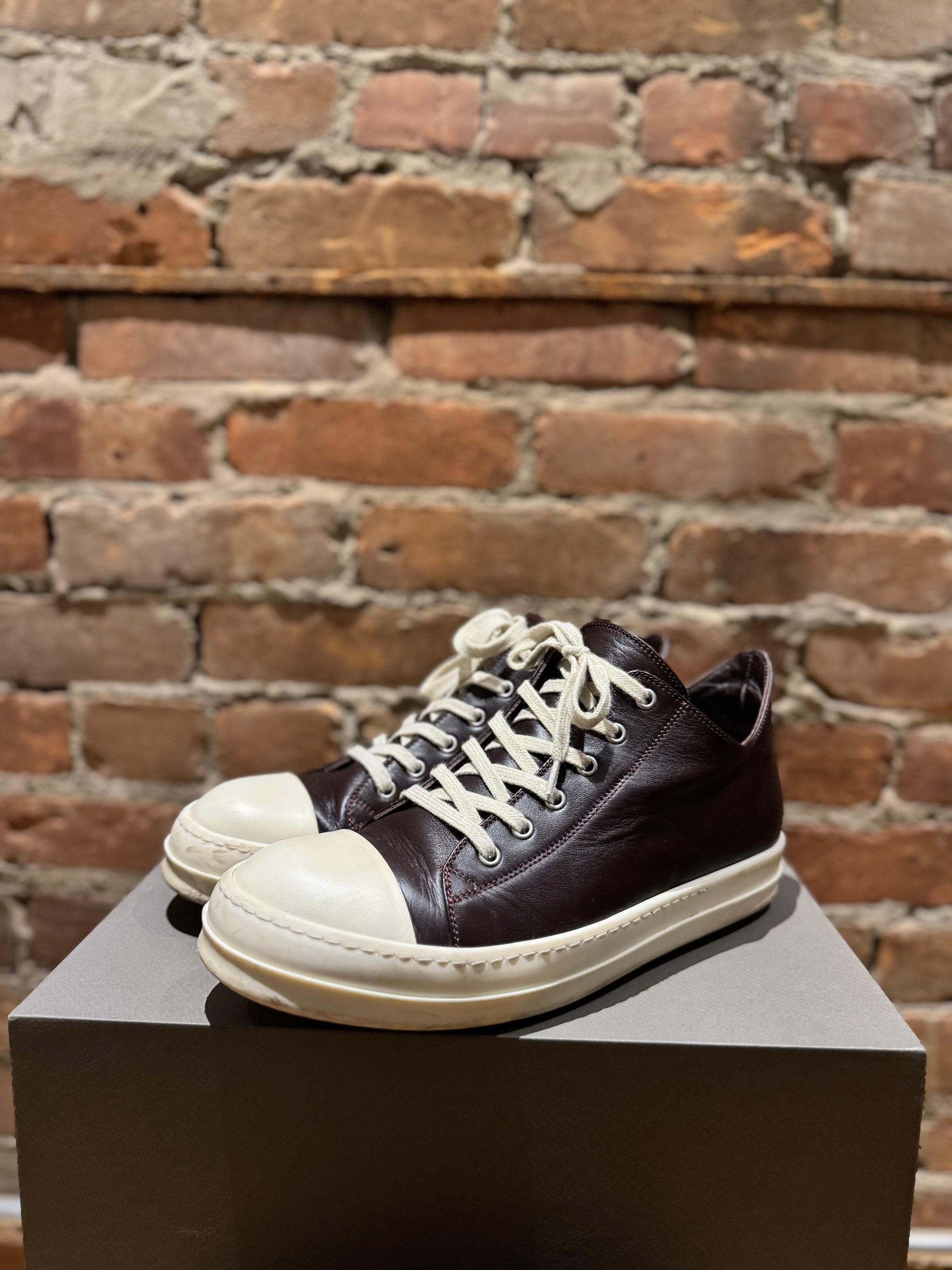Rick Owens Mainline Ramones Low — Leather — Oxblood/Milk