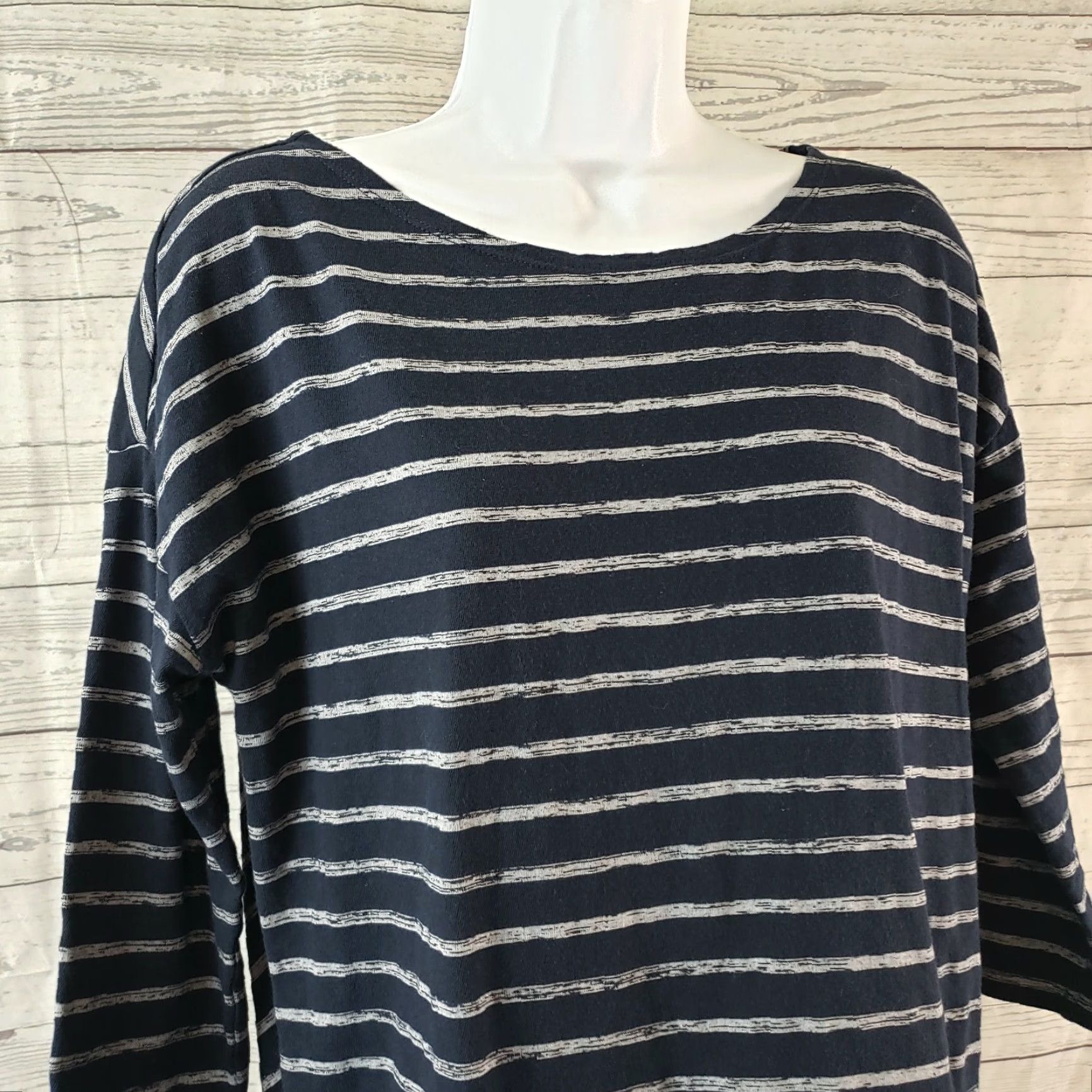 Talbots T by Talbots Womens Top 3/4 Sleeve Blue Striped Shirt Size S Small Casual Womens Size S / US 4 / IT 40 - 2 Thumbnail