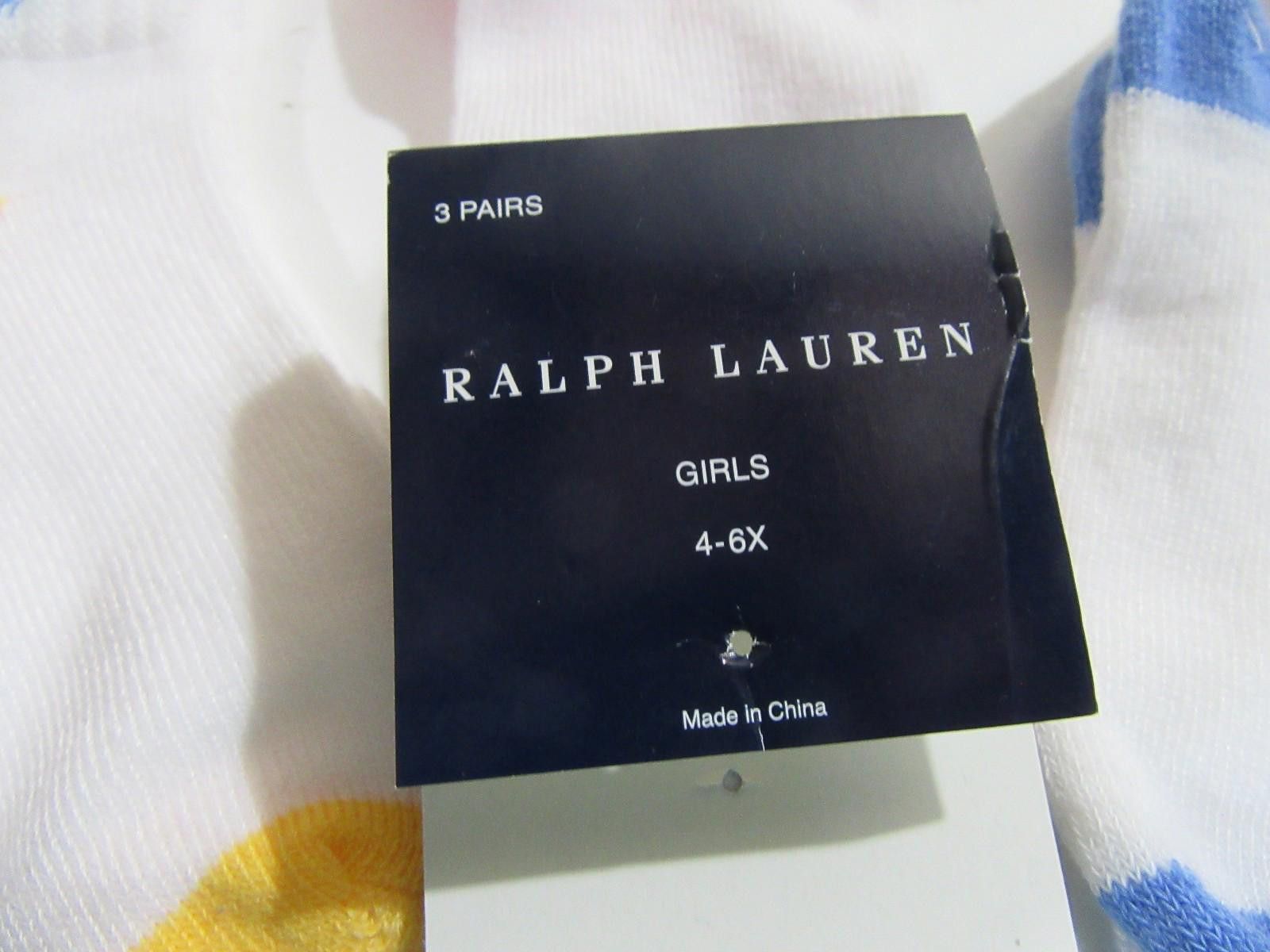 Polo Ralph Lauren Polo Ralph Lauren Girls Socks Sz 4-6X fits Multi 3 Pair NWOT Size ONE SIZE - 3 Thumbnail