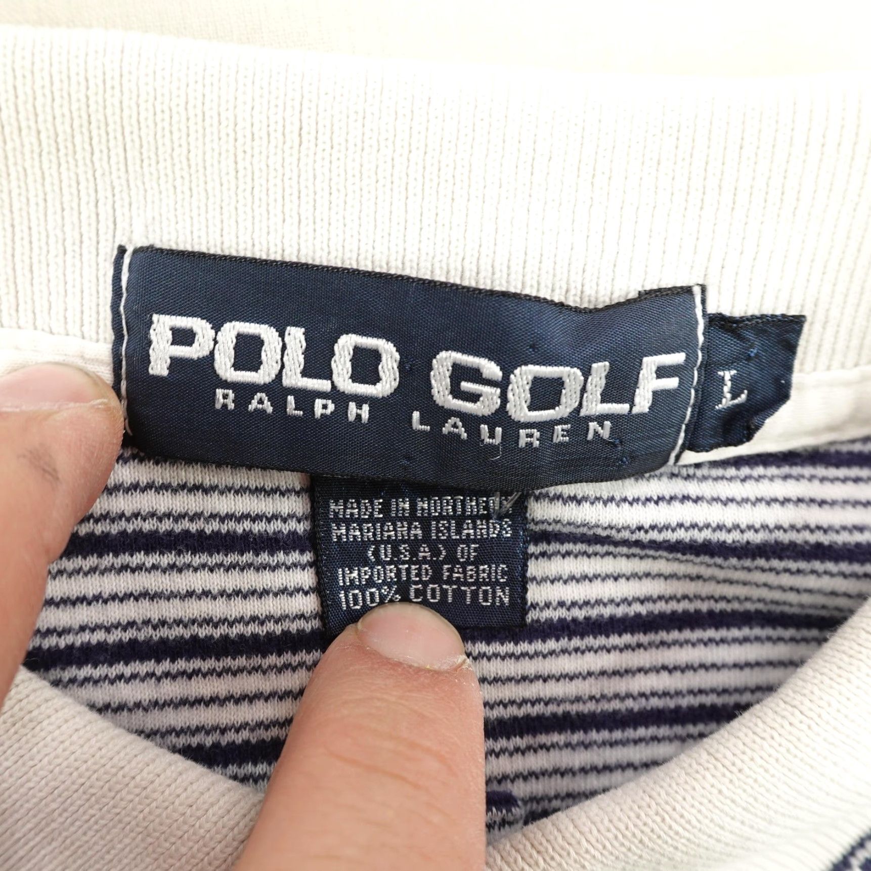 Polo Ralph Lauren VINTAGE Ralph Lauren Polo Shirt Mens Large Short Sleeve Golf Stripes 100% Cotton Blue White Size US L / EU 52-54 / 3 - 7 Thumbnail
