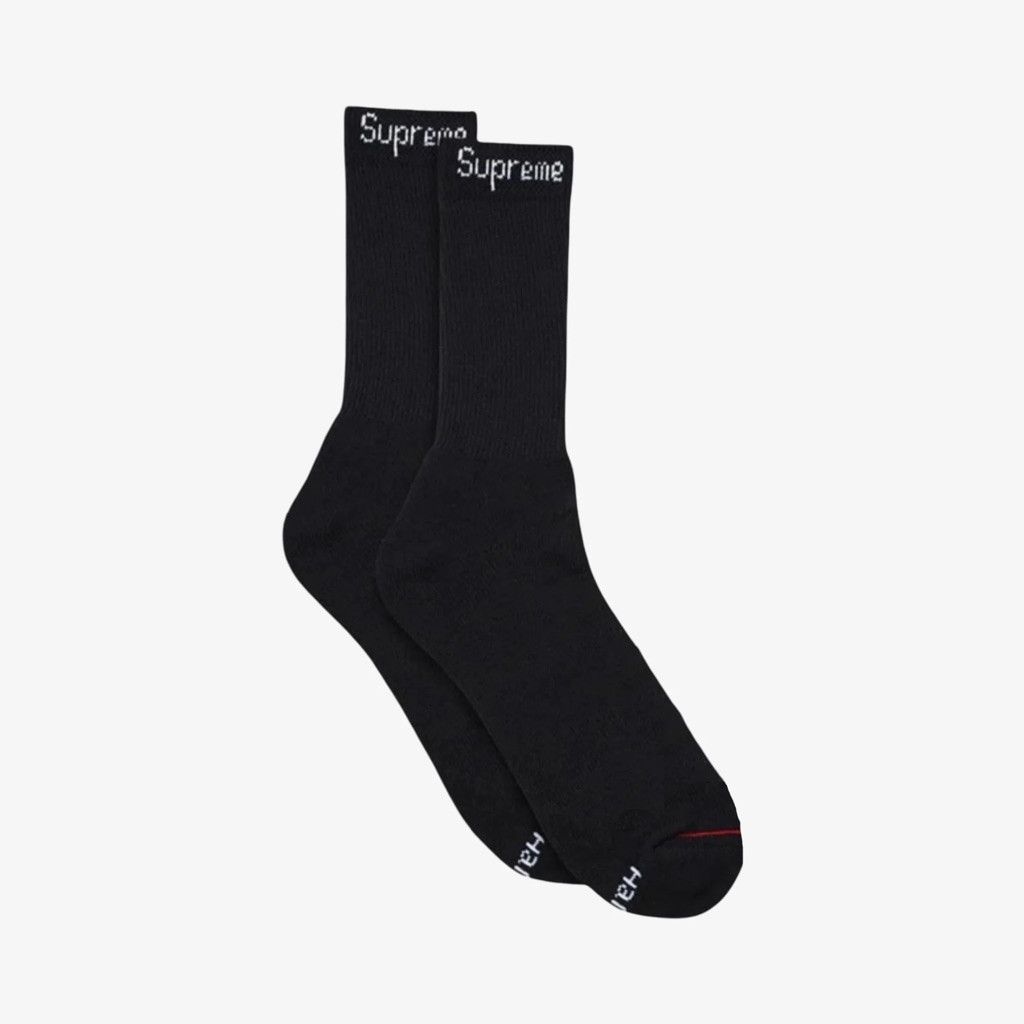 Supreme Supreme Hanes Socks Size 6-12 Black 2 Pairs Size ONE SIZE - 1 Thumbnail