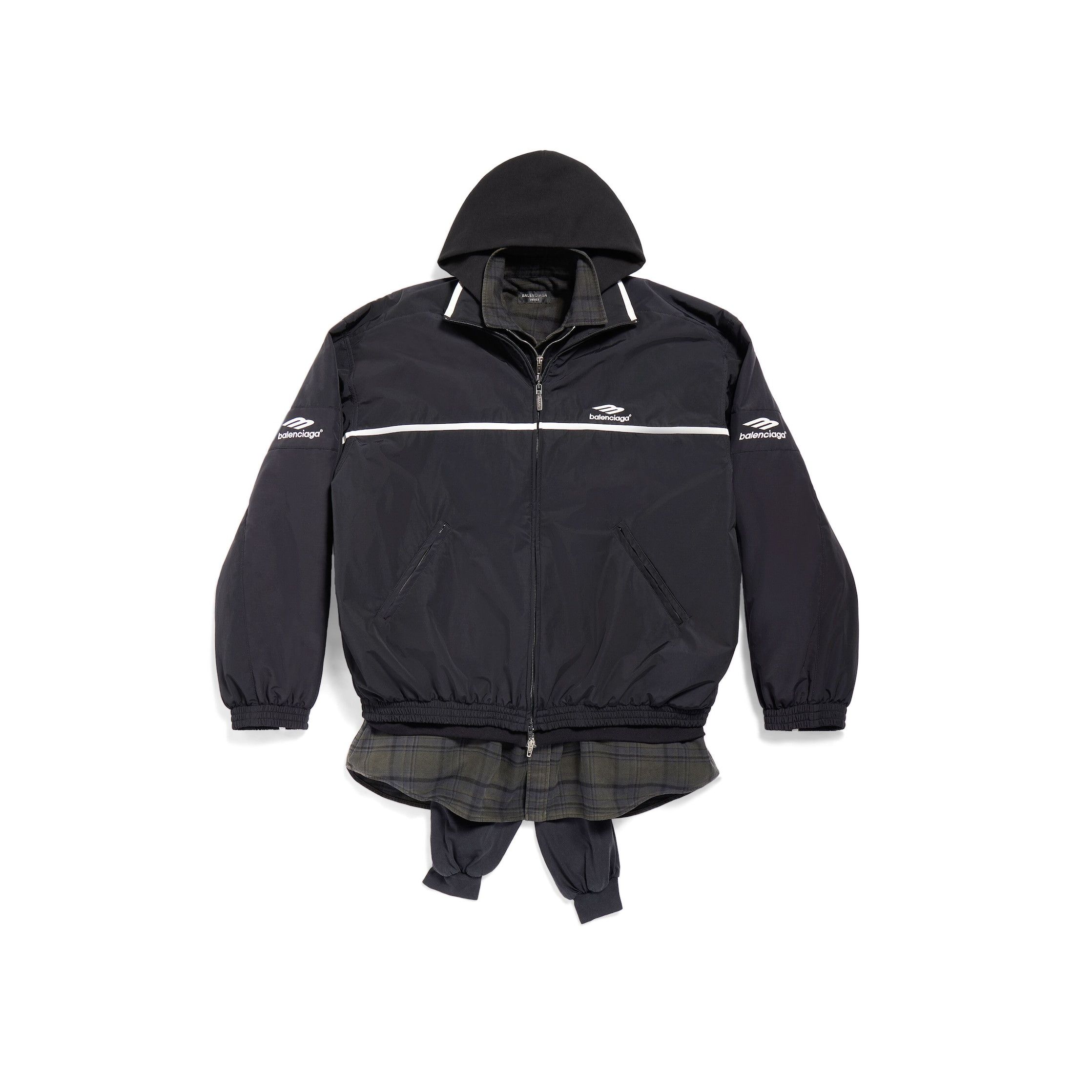 Balenciaga 4 LAYERS 3B SPORTS ICON LAYERED TRACKSUIT JACKET IN BLACK Size US L / EU 52-54 / 3 - 1 Thumbnail