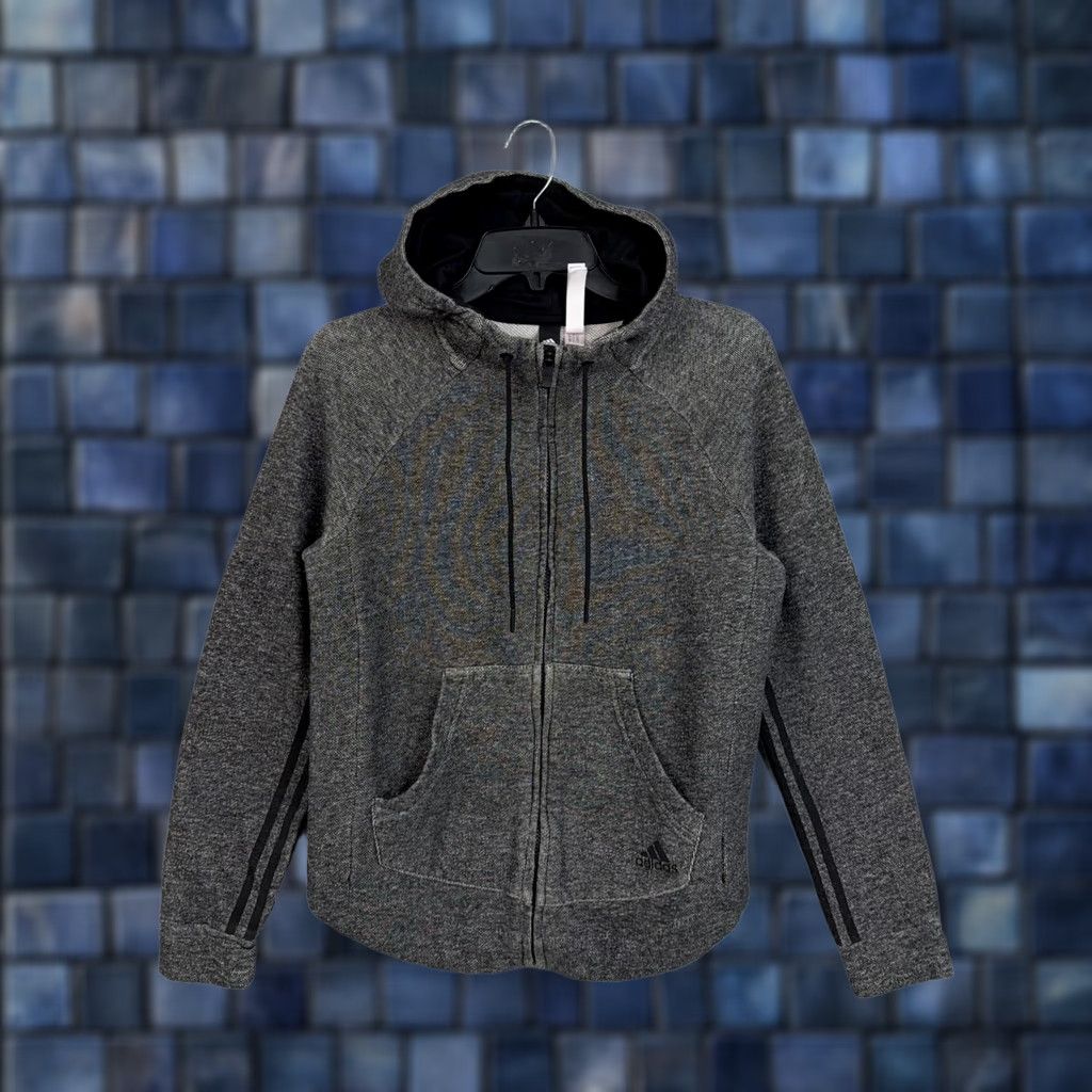 Adidas Adidas Hoodie Womens Small Heather Gray Full Zip Terry Sweatshirt Logo Jacket Size S / US 4 / IT 40 - 1 Thumbnail