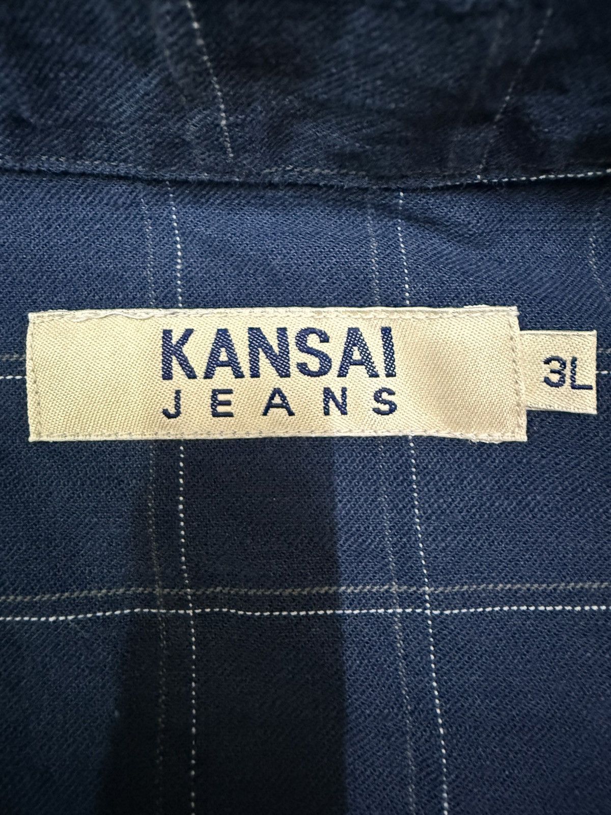 Kansai Yamamoto Kansai Jeans Dark Blue Plaid Zip Up Shirt Size US XXL / EU 58 / 5 - 9 Thumbnail