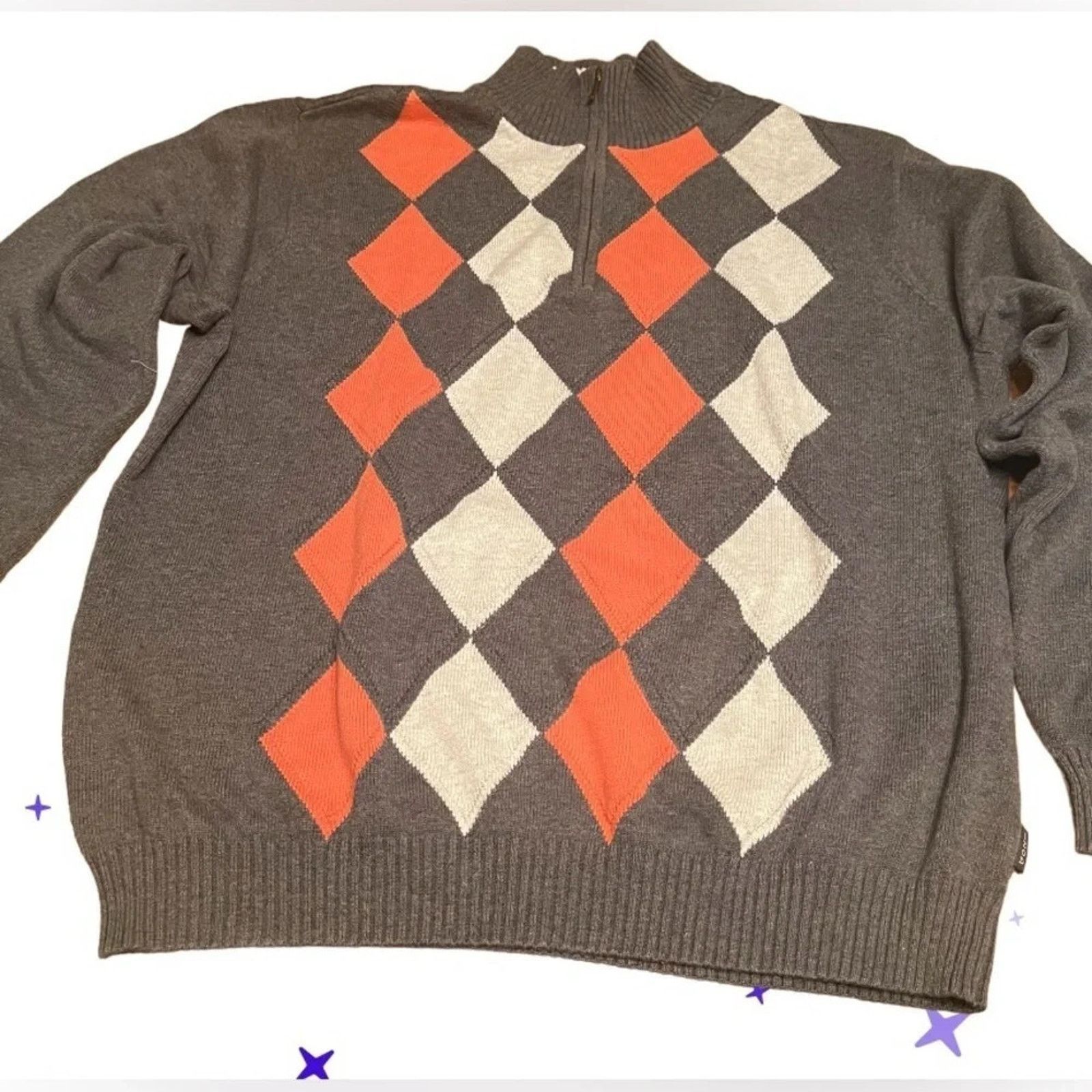 Izod IZOD argyle 100% cotton sweater, size Large. Size US L / EU 52-54 / 3 - 1 Thumbnail