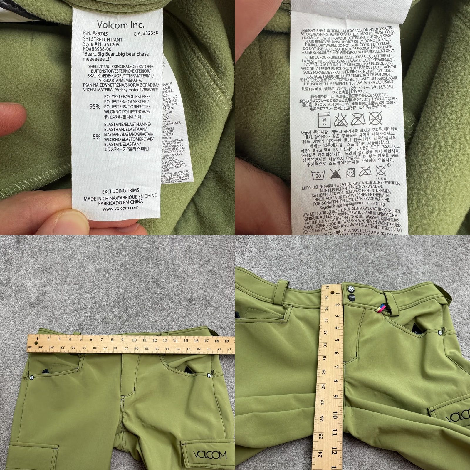 Volcom VINTAGE Volcom Pants? No, Vintage: No — Volcom Cargo Pants Women Large Green Bootcut Inseam 34in Leather? Size 36" / US 14 / IT 50 - 9 Thumbnail