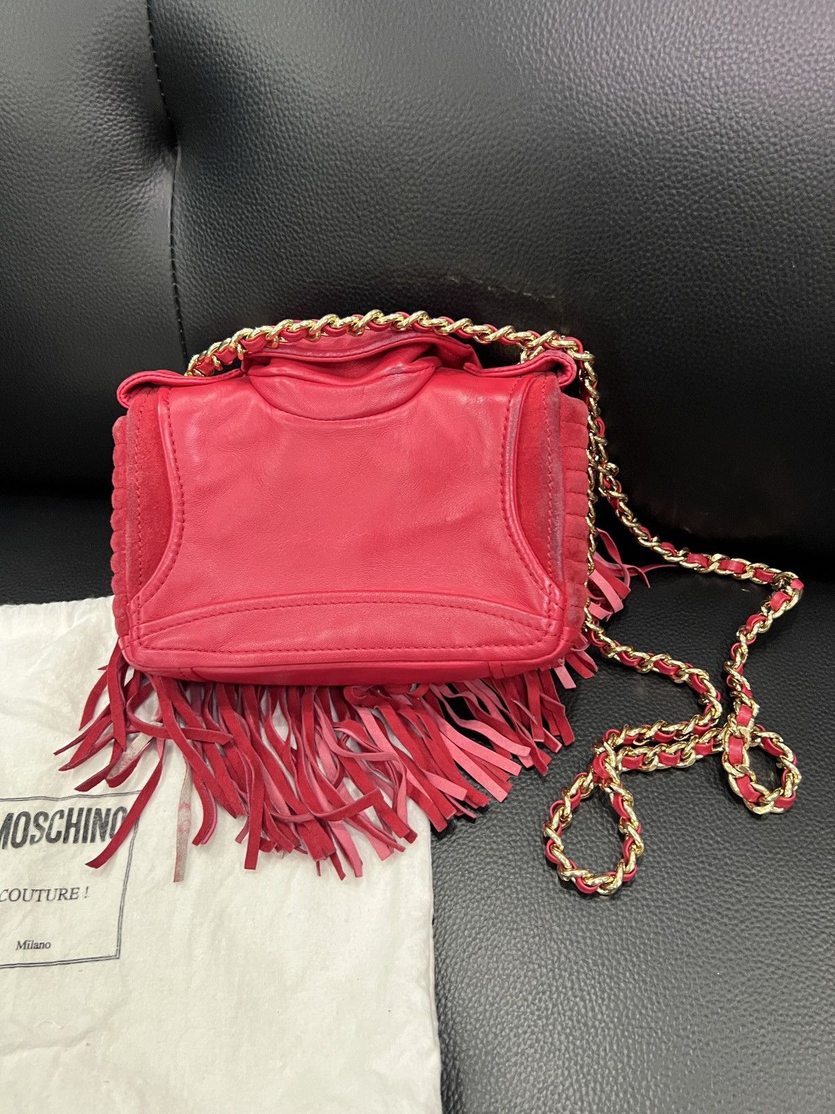 Moschino Moschino Runway Fringe Biker Jacket Chain Bag Size ONE SIZE - 4 Thumbnail