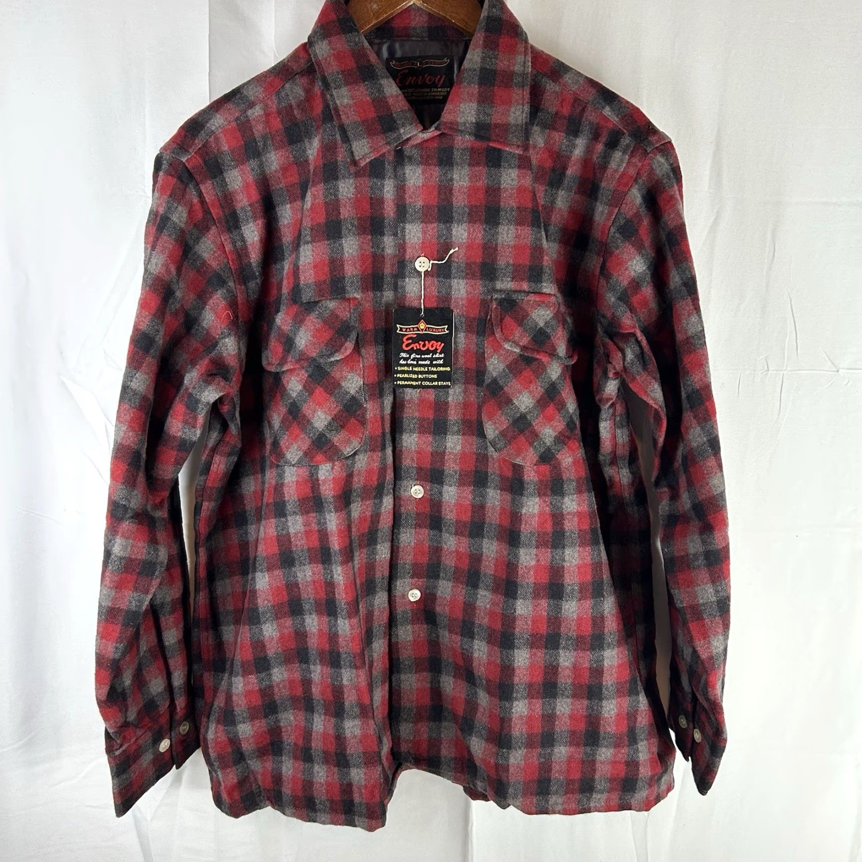 Vintage VINTAGE Envoy Mens Large Long Sleeve Plaid Check Thick Flannel Wool Button Shirt Size US L / EU 52-54 / 3 - 2 Thumbnail
